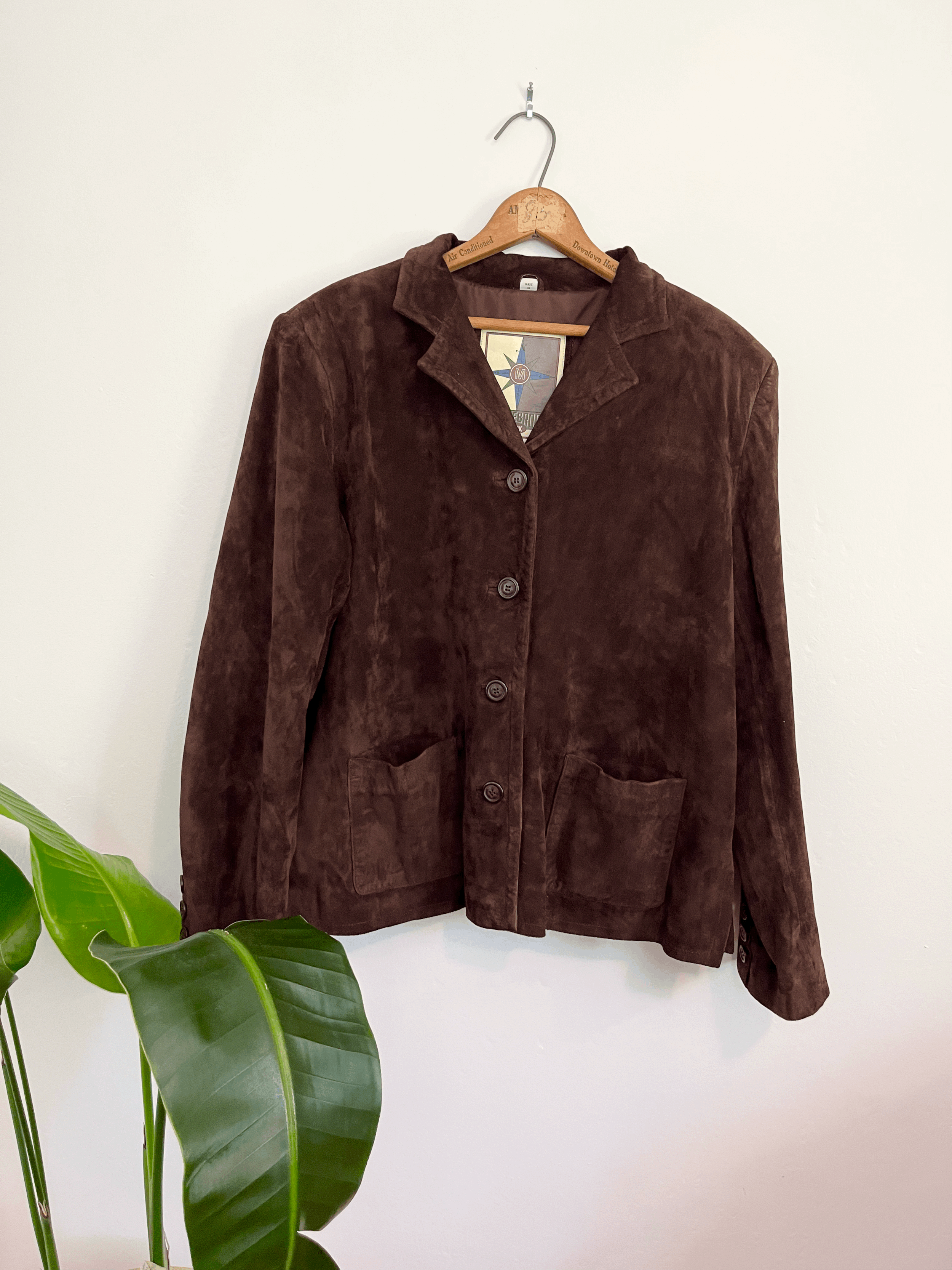 Dark Brown Suede Leather Blazer