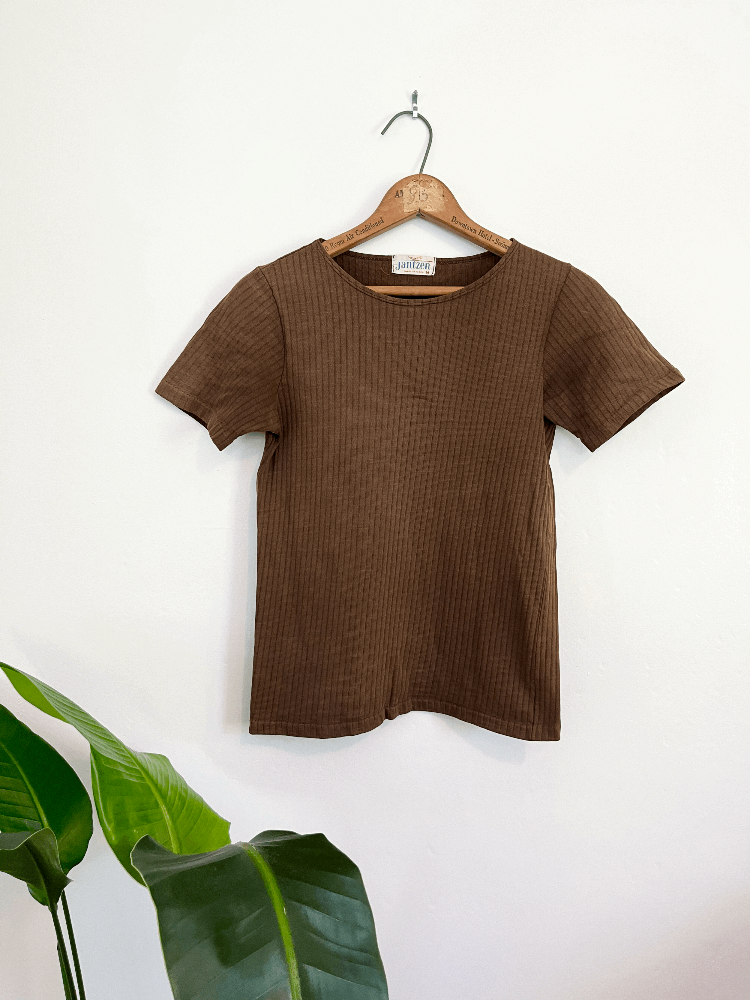 60s Brown Jantzen Cotton Ribbed Tee