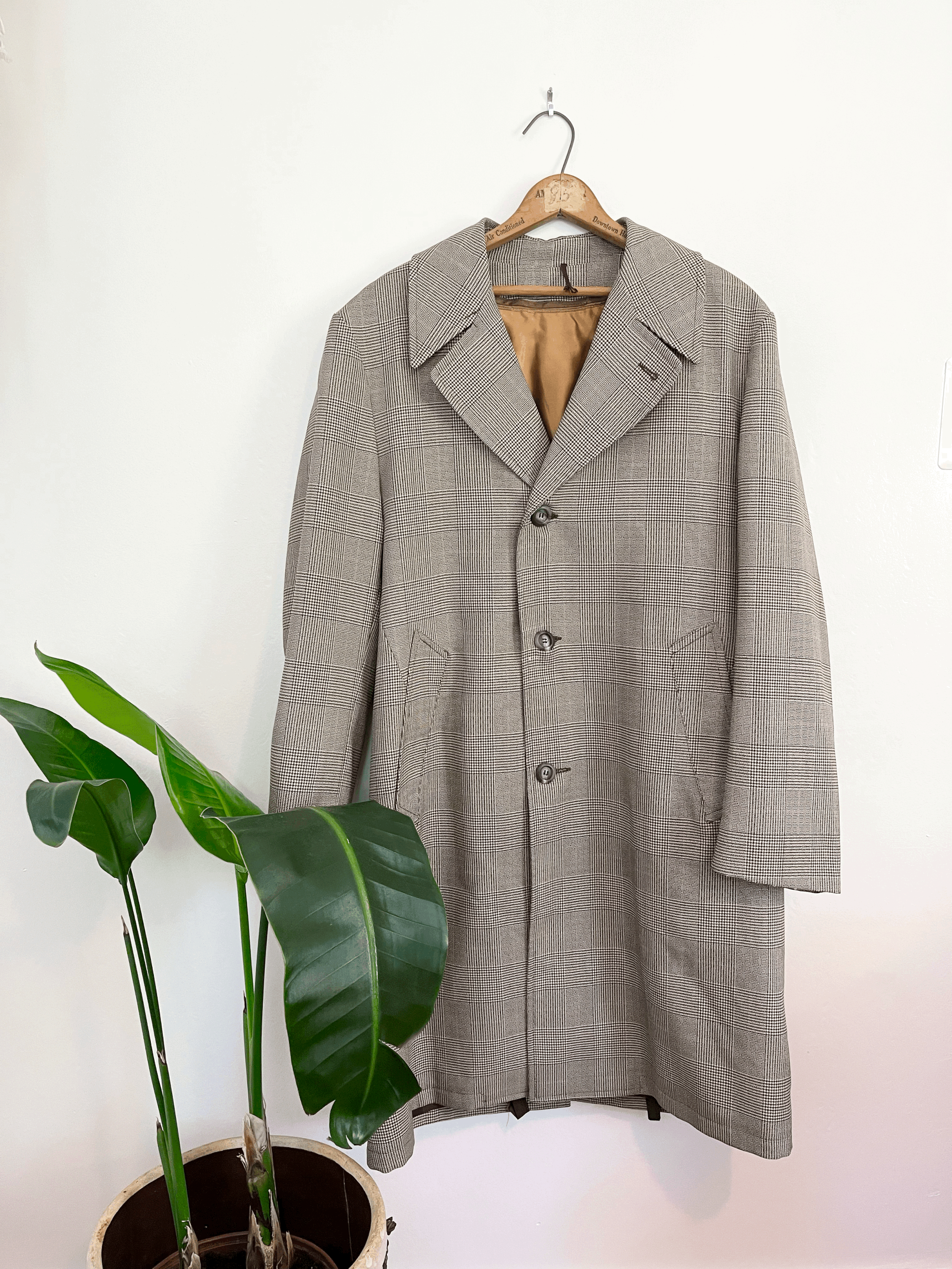Tan and Black Plaid Trench Coat