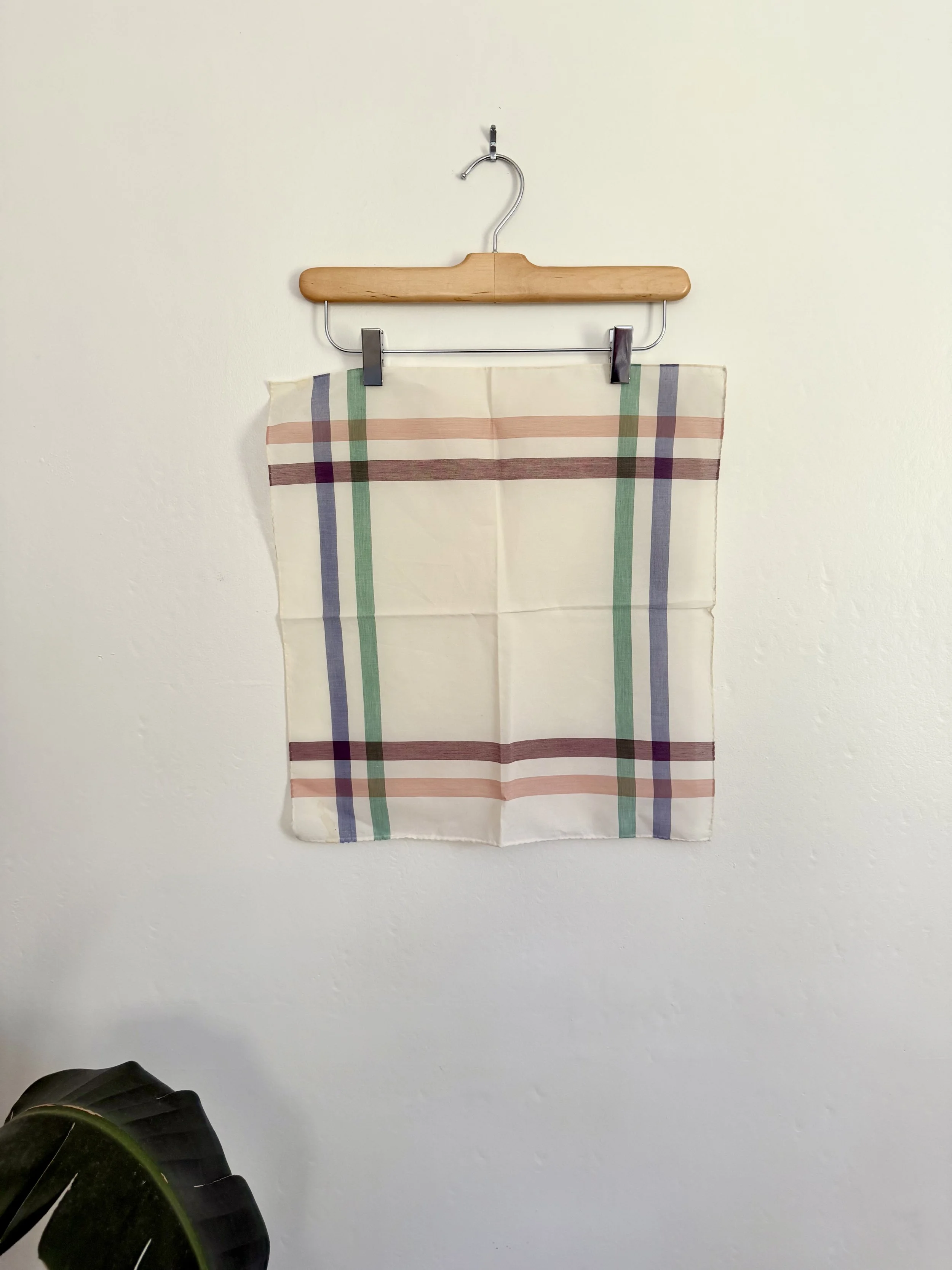 White Handkerchief with Colorful Plaid