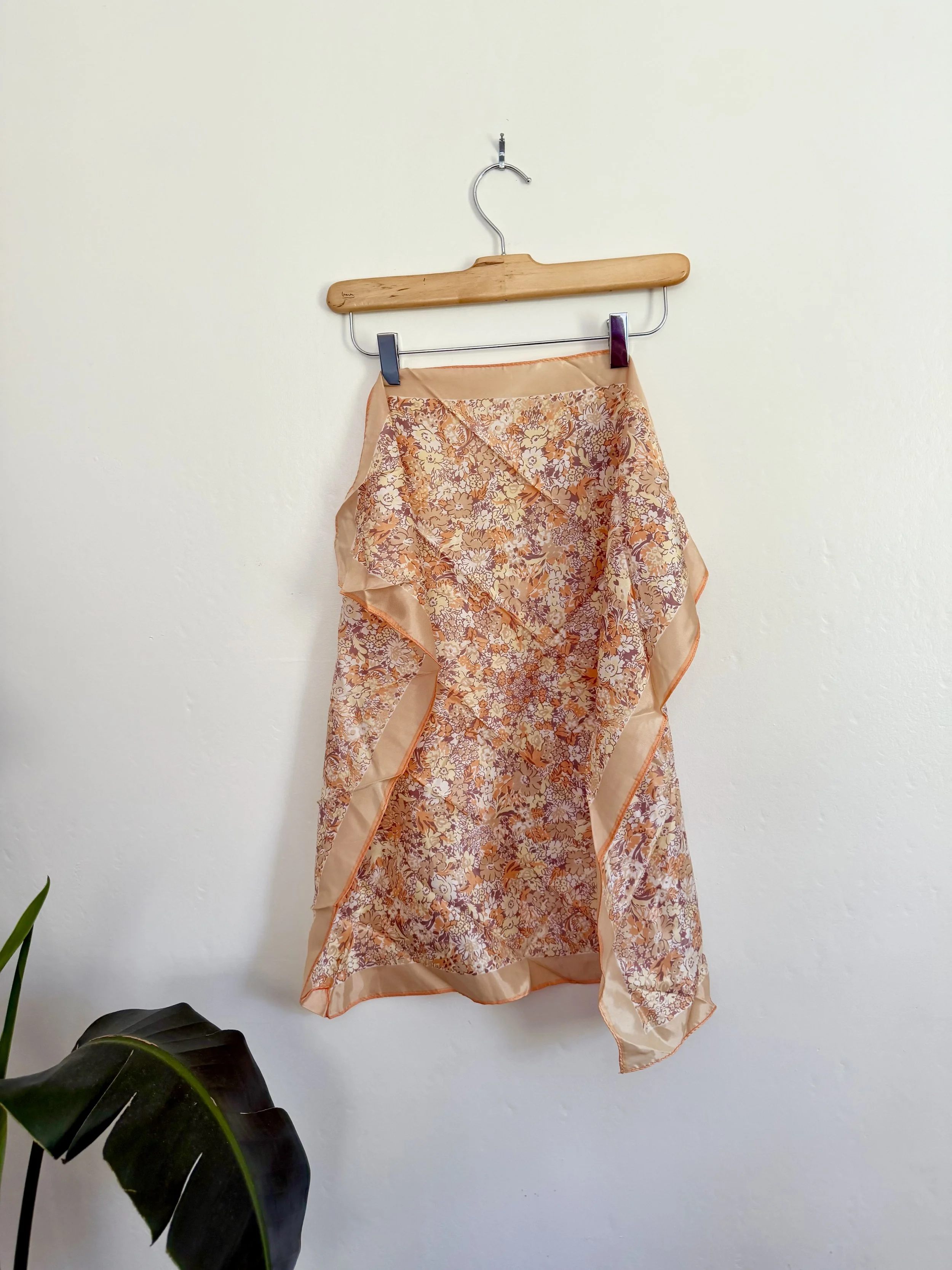 70s Orange Floral Scarf