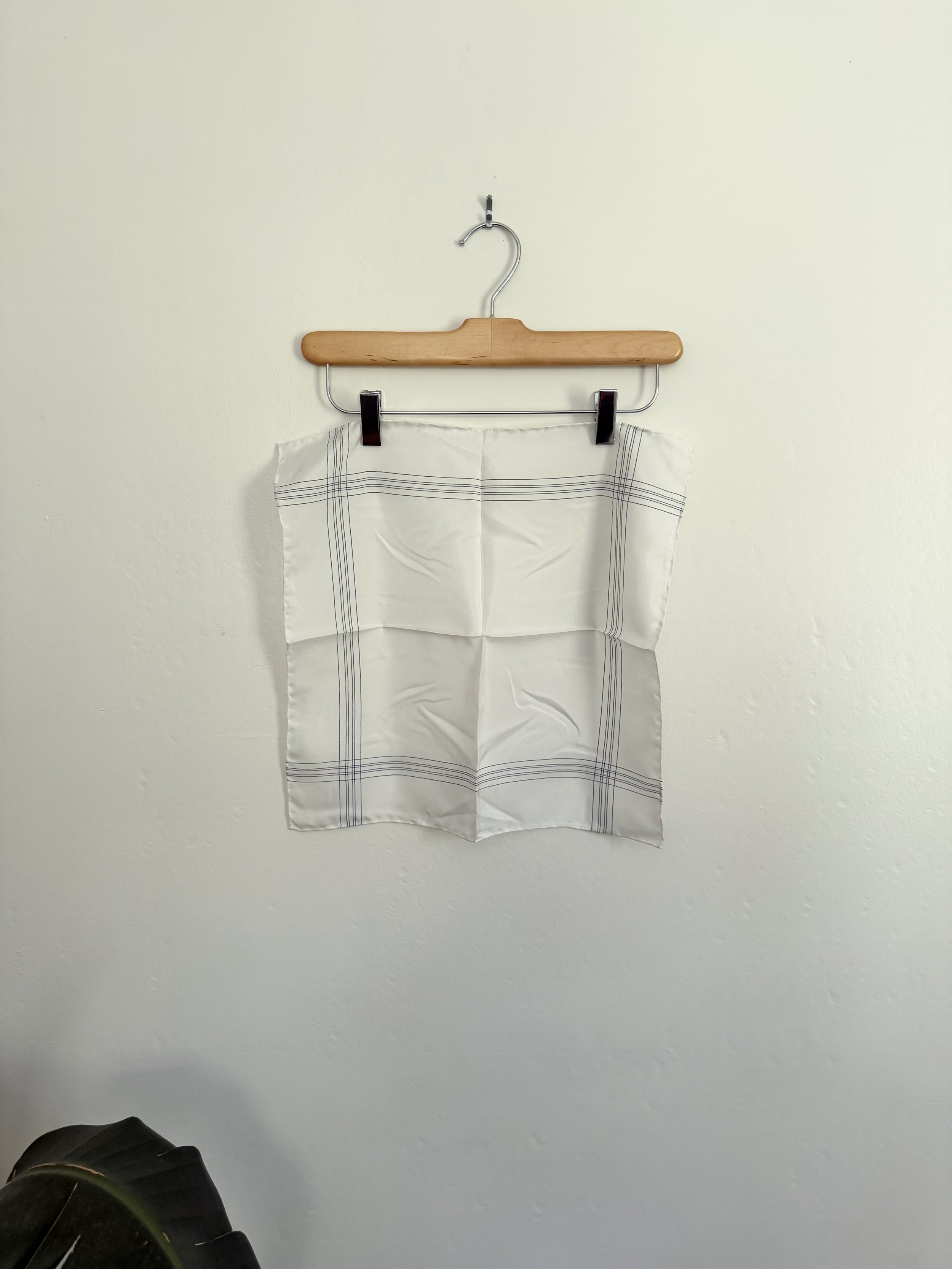 White Silk Handkerchief with Blue Detailing