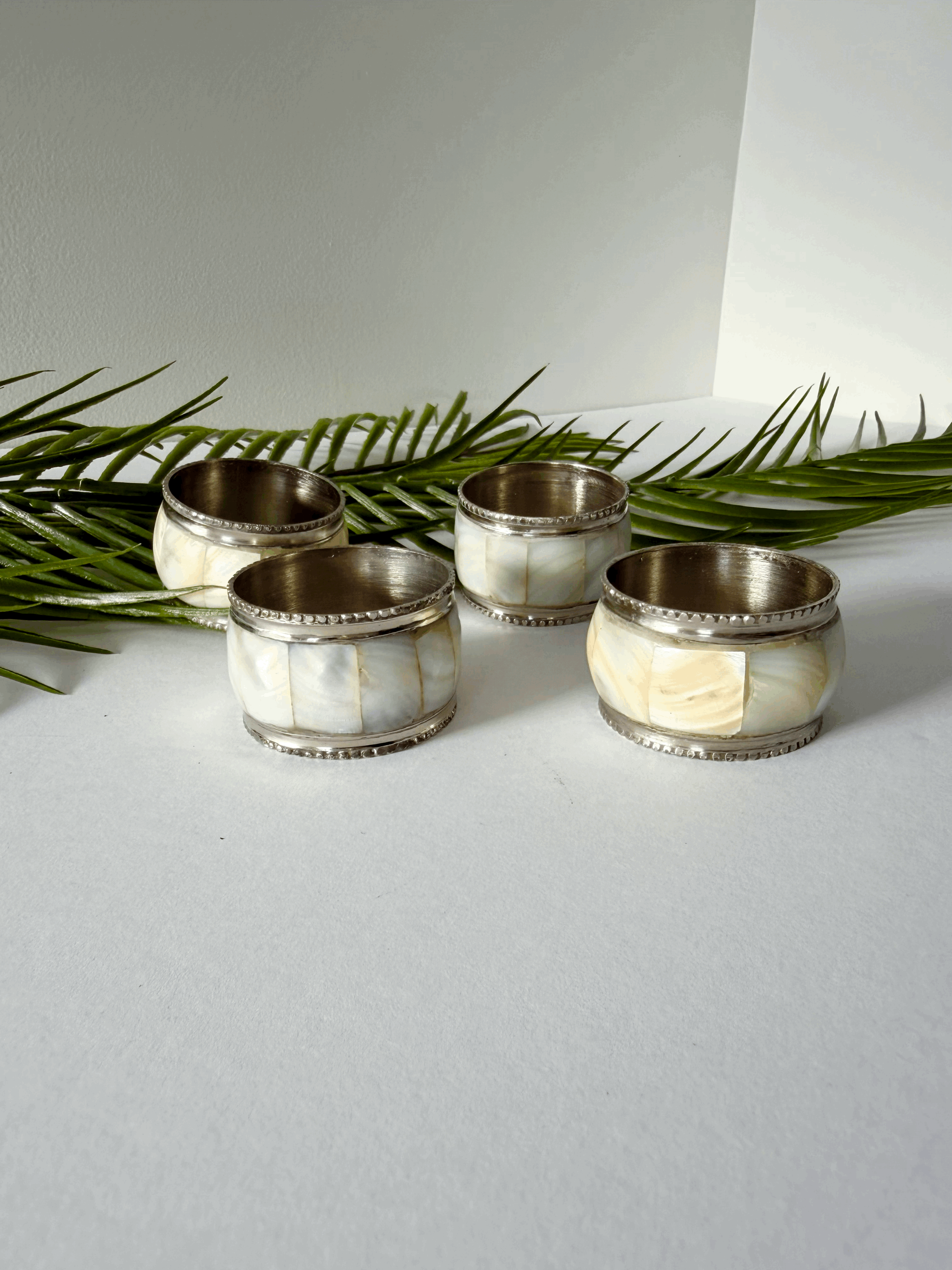 Mother of Pearl Silver Napkin Rings