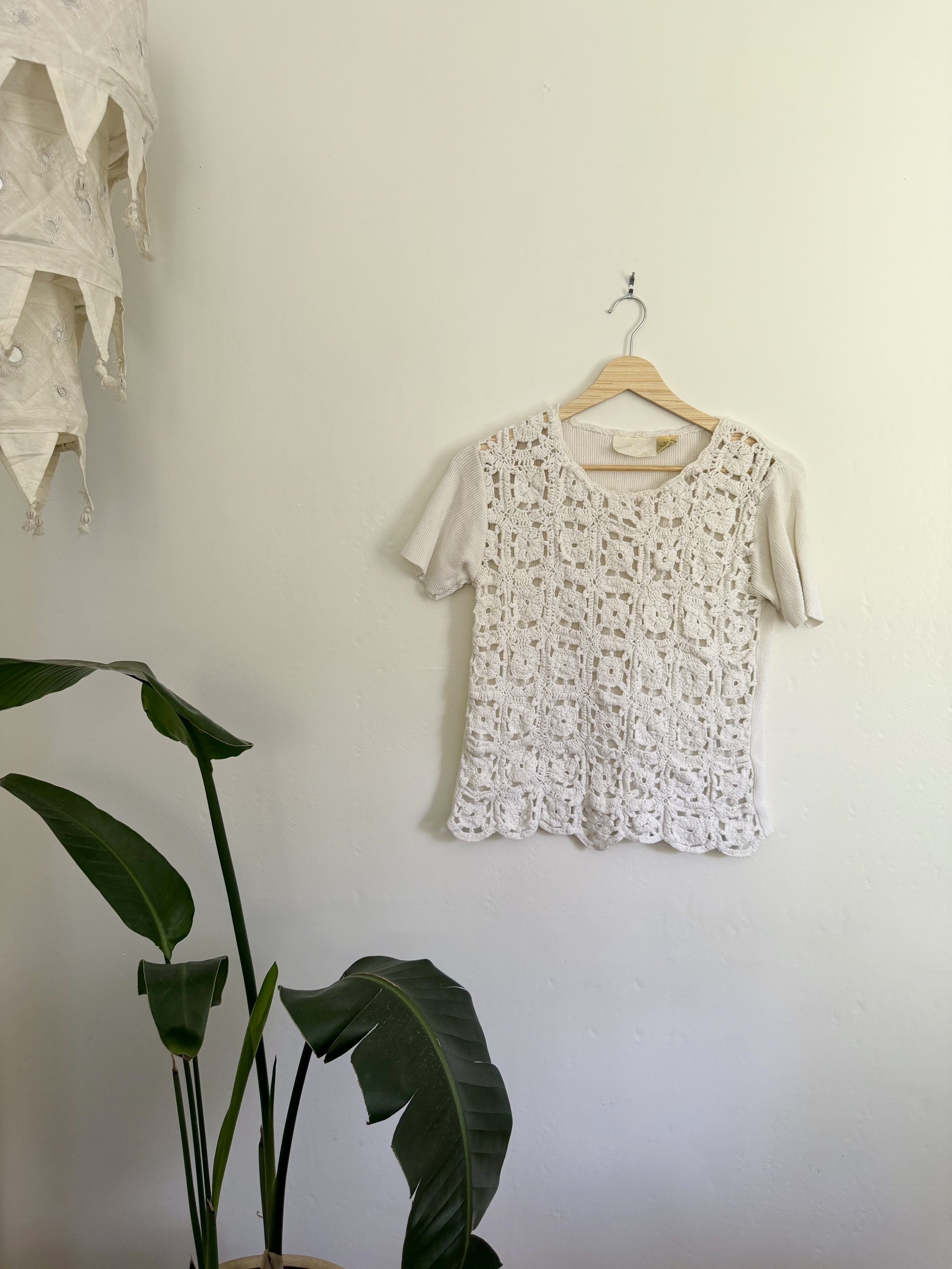 90s Free People Crocheted Blouse