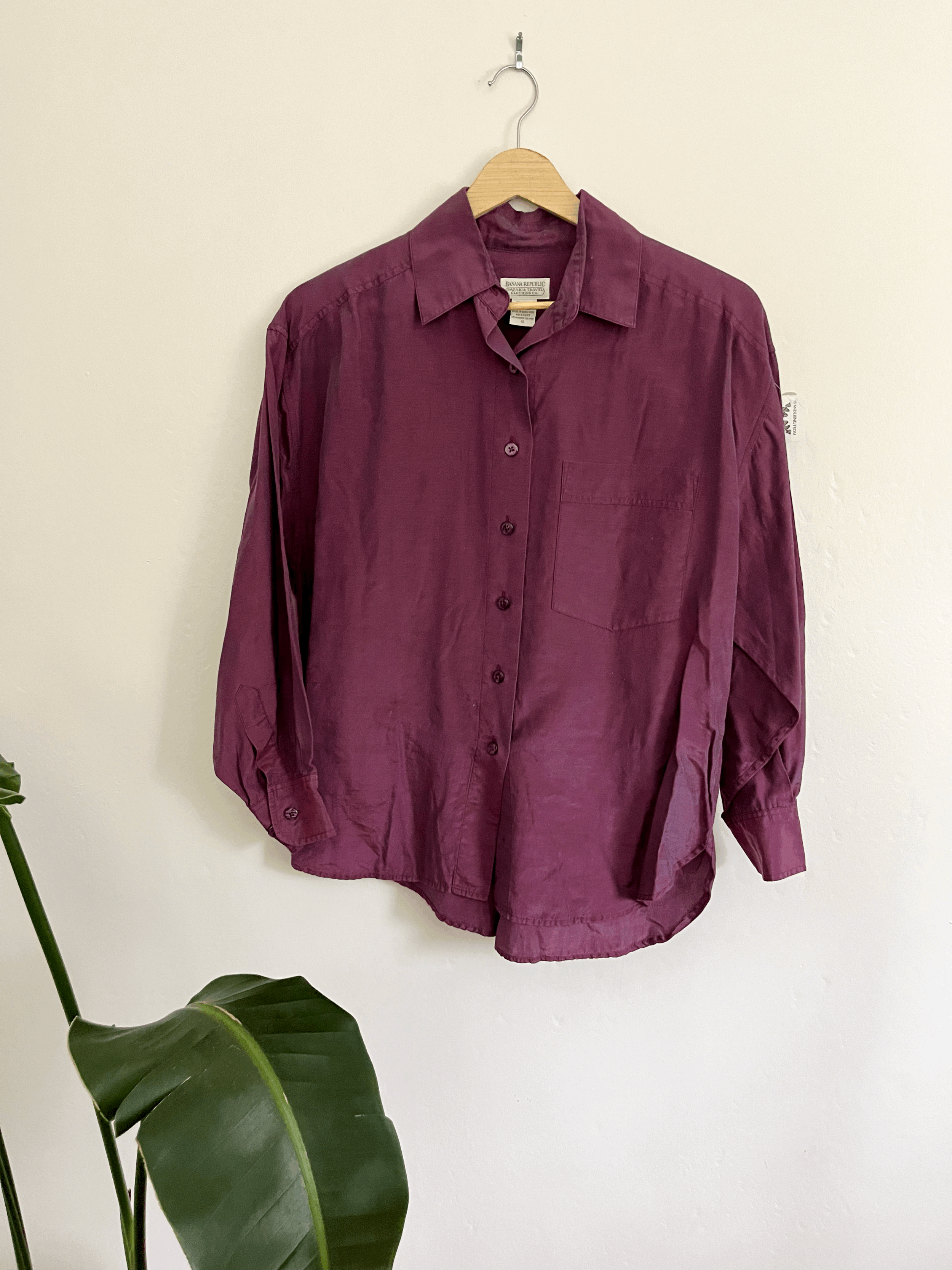 Plum Purple Silk Button Up
