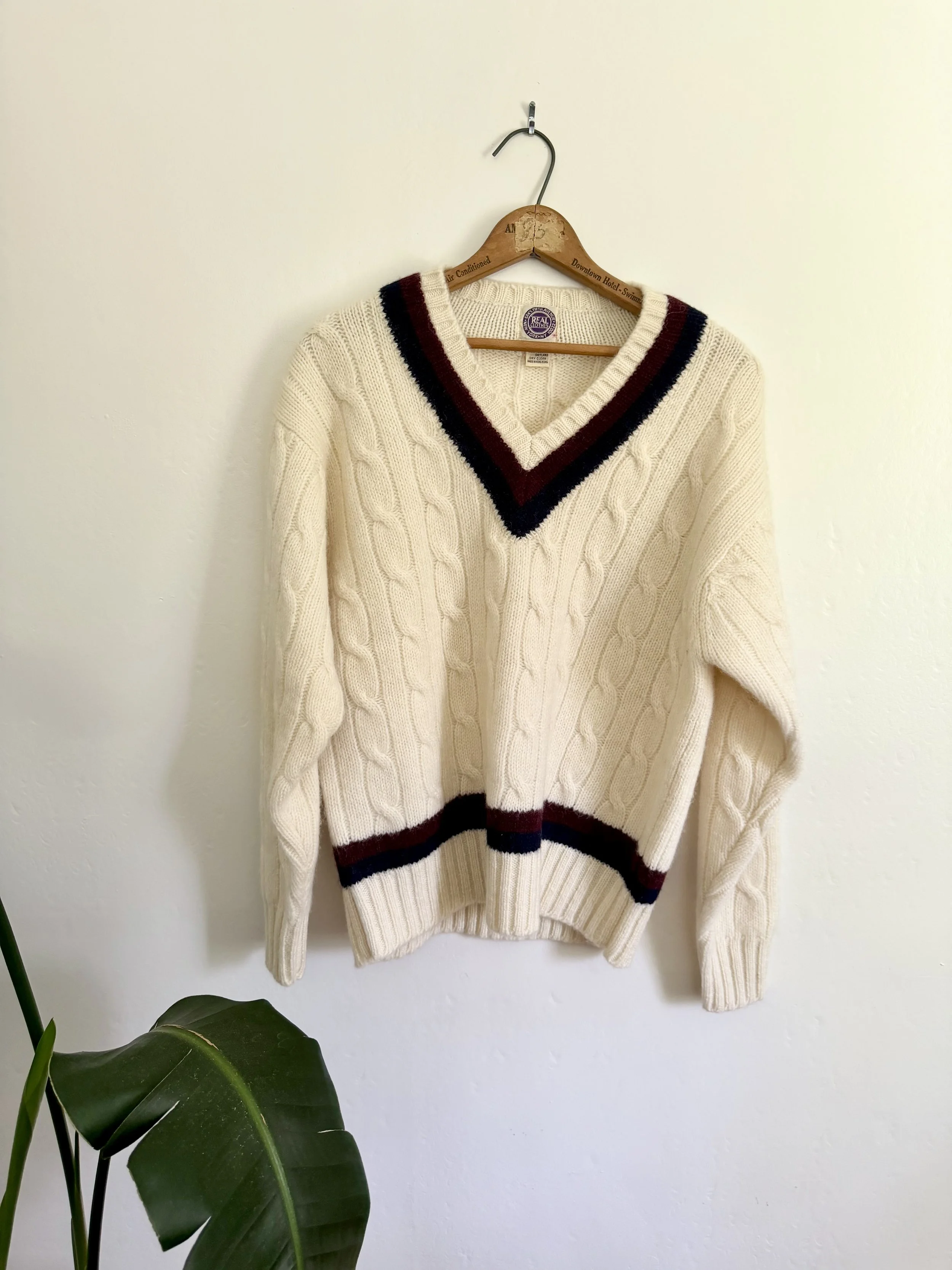 Shetland Wool V-Neck Striped Sweater