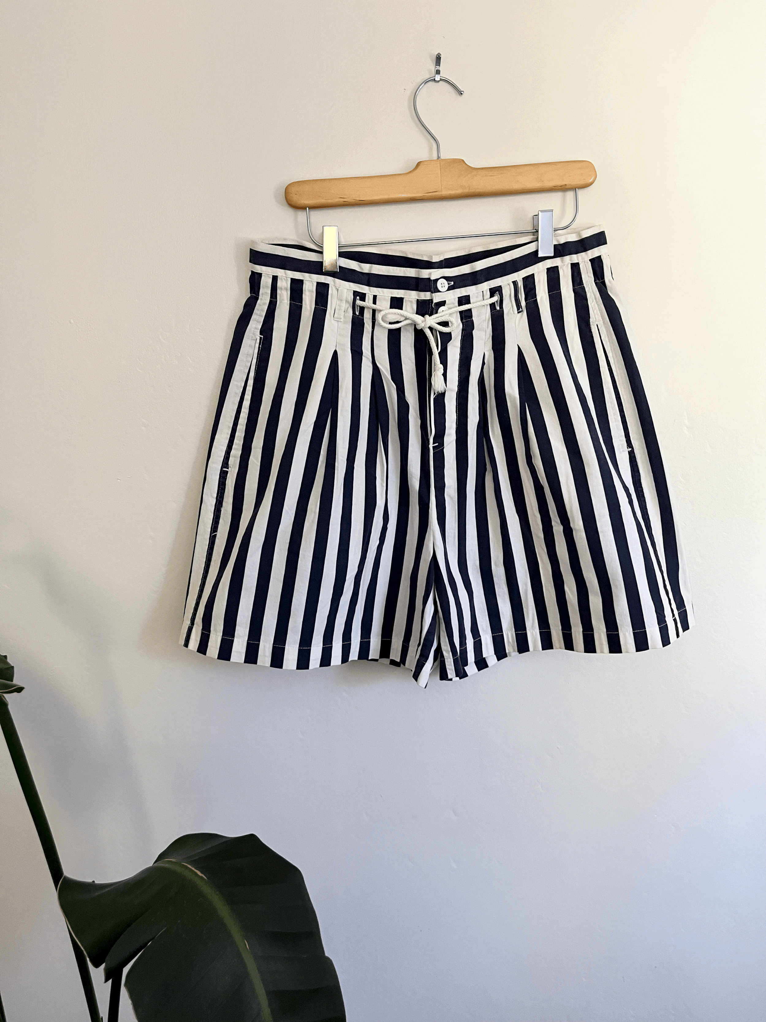 Striped Pleated Sailor Shorts 32"