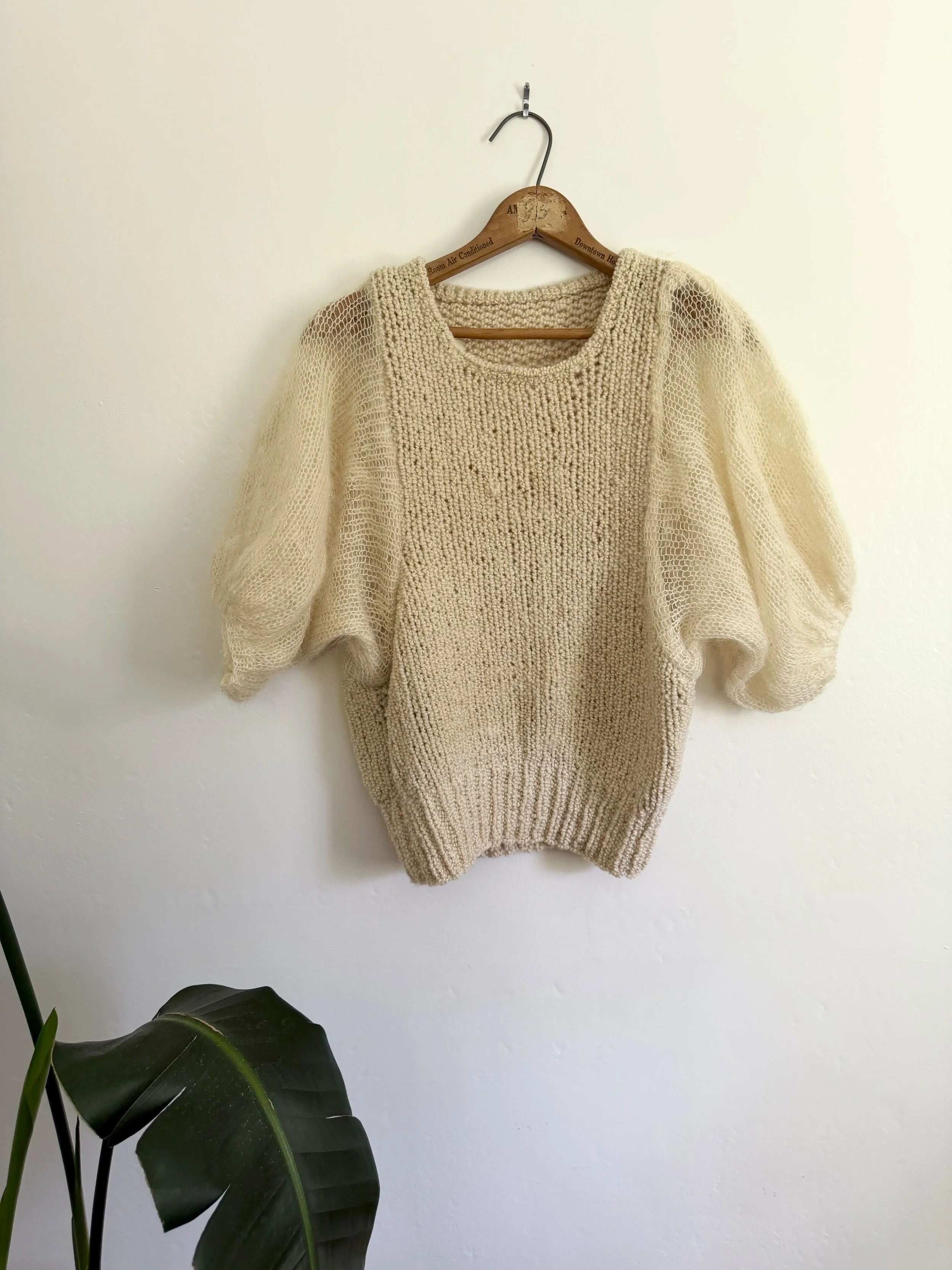 Hand-Knit Puffy Sleeve Blouse