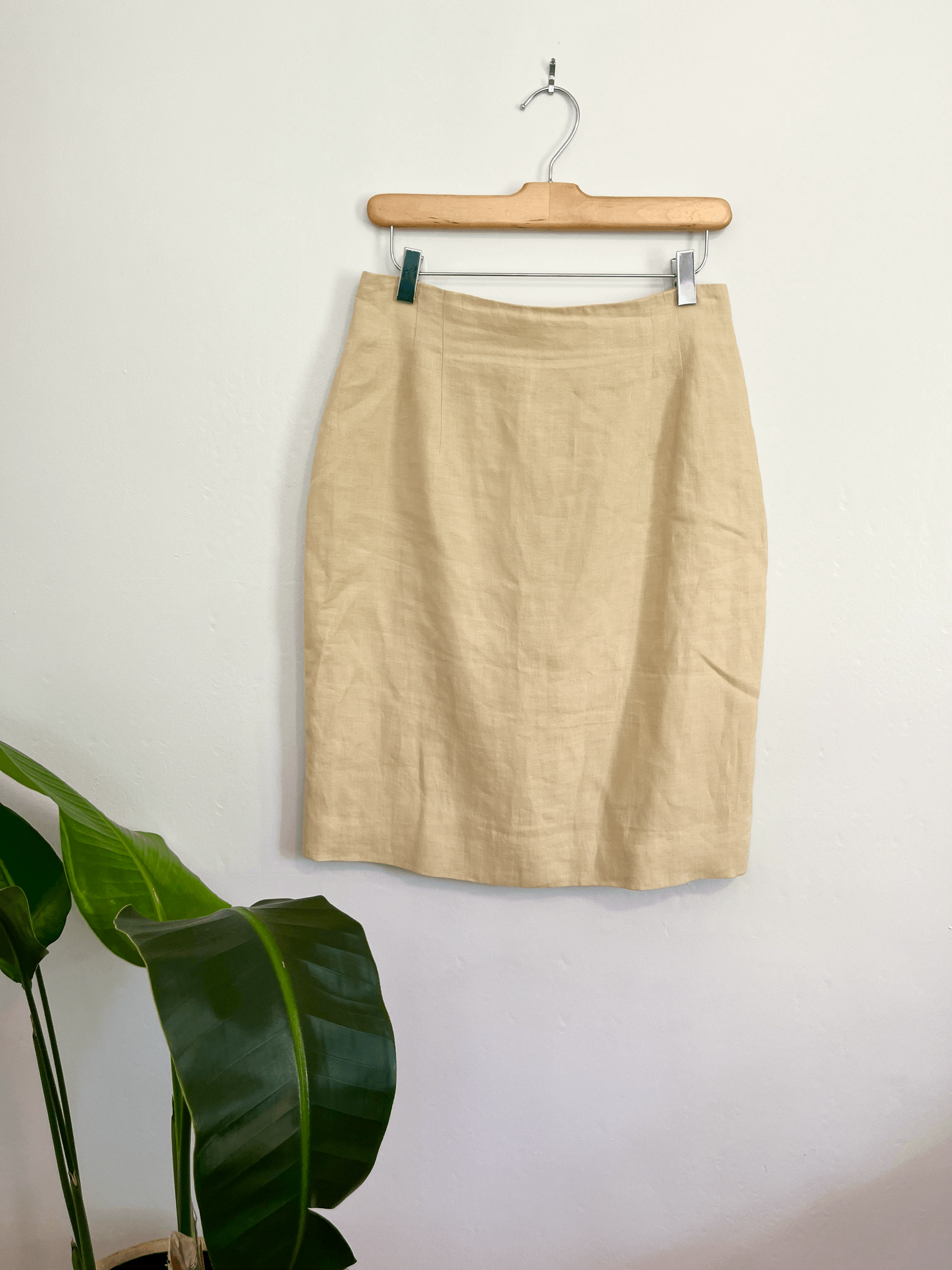 Butter Yellow Linen Skirt 28"