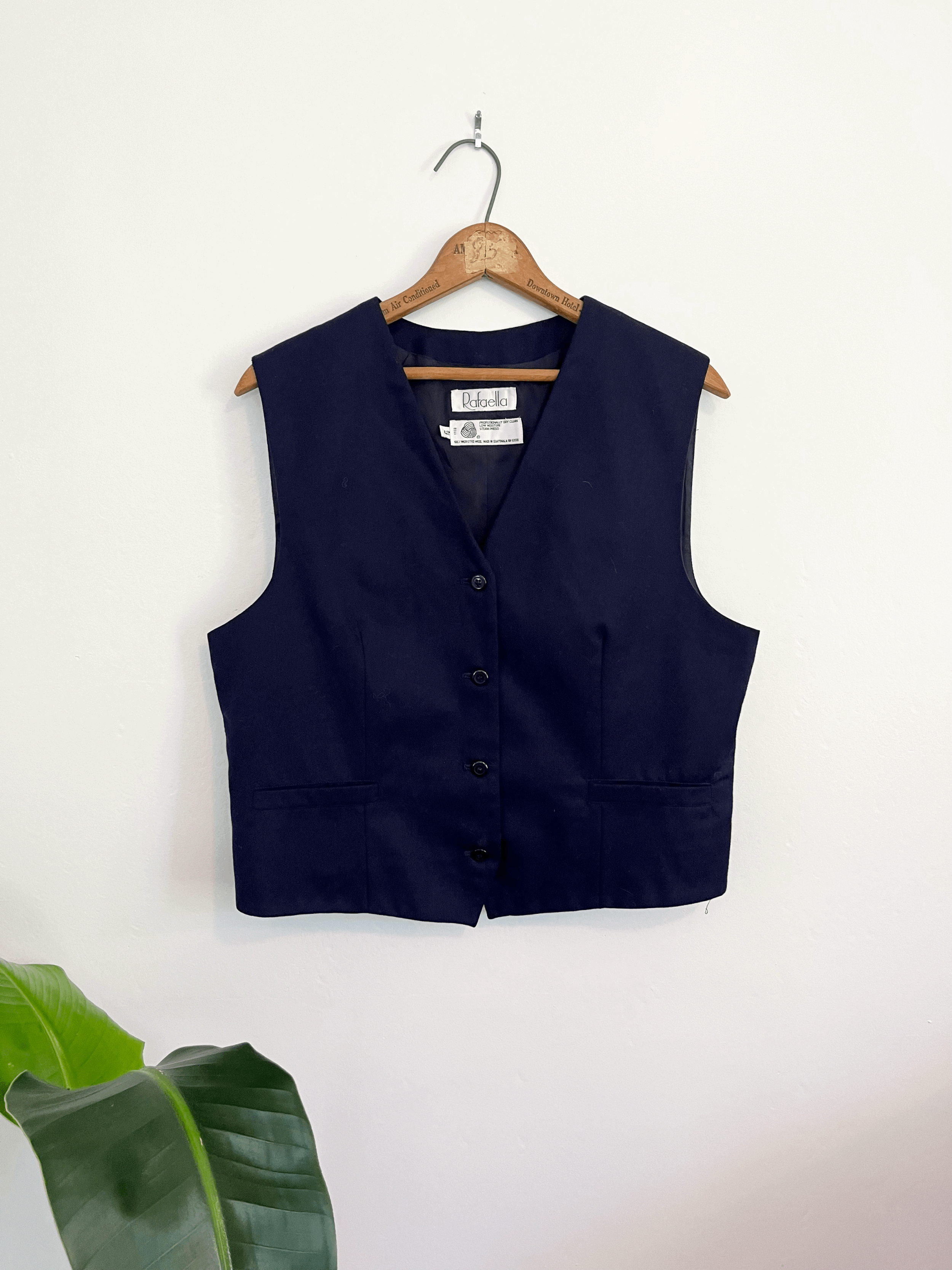 Navy Wool Front Panel Vest