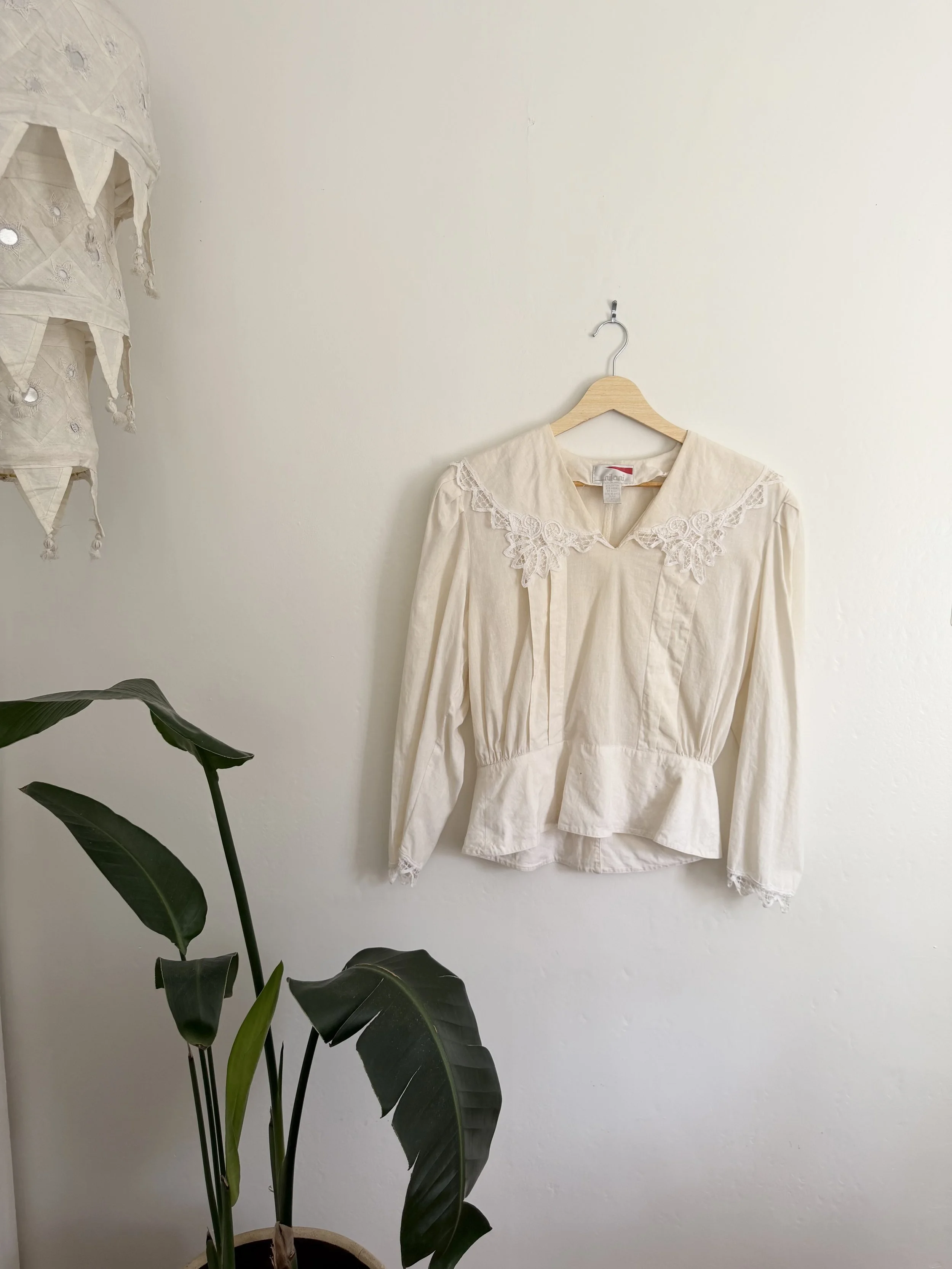 Cream Cotton/Linen Sailor Style Blouse