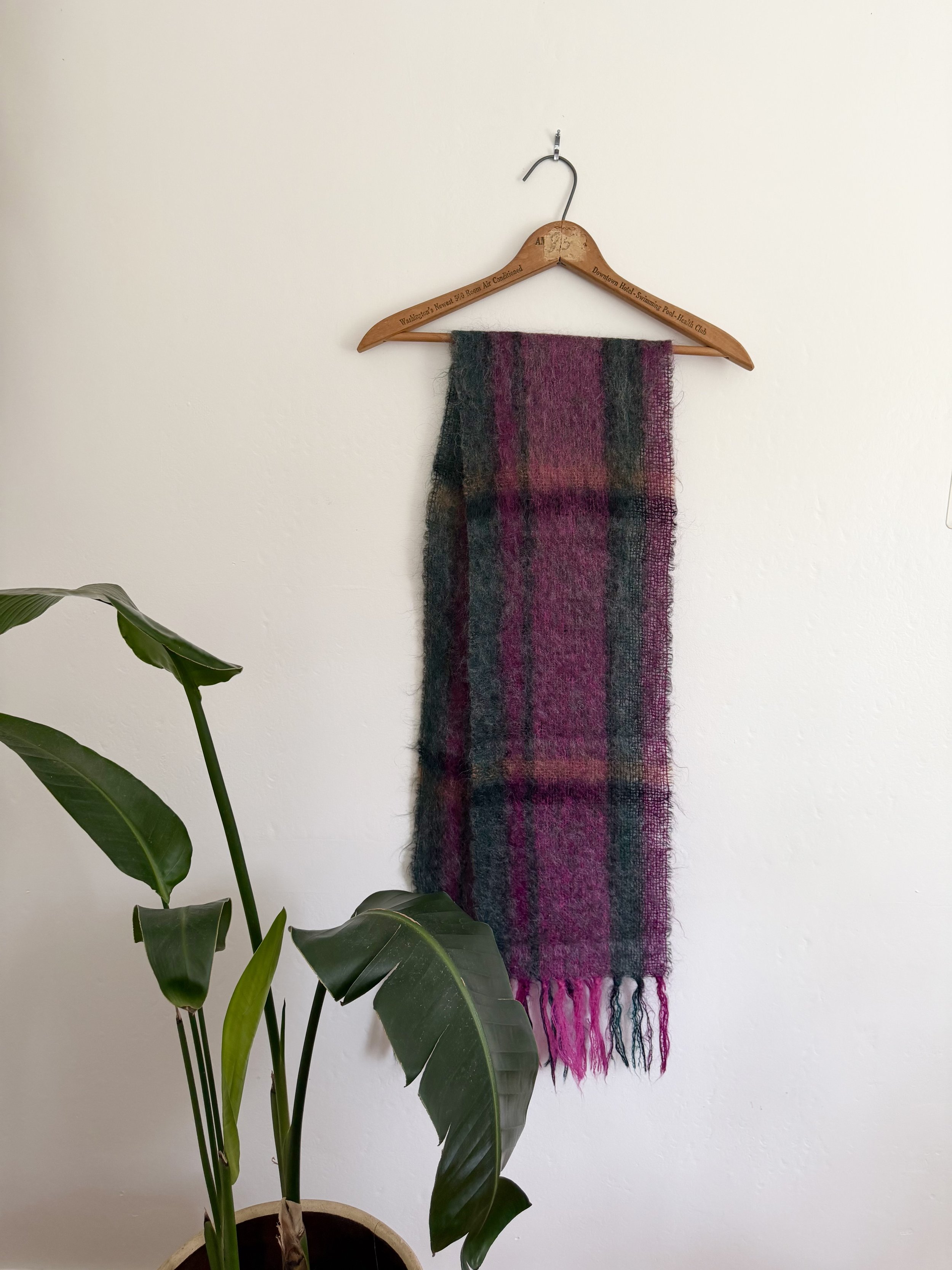 Purple and Green Plaid Mohair Scarf