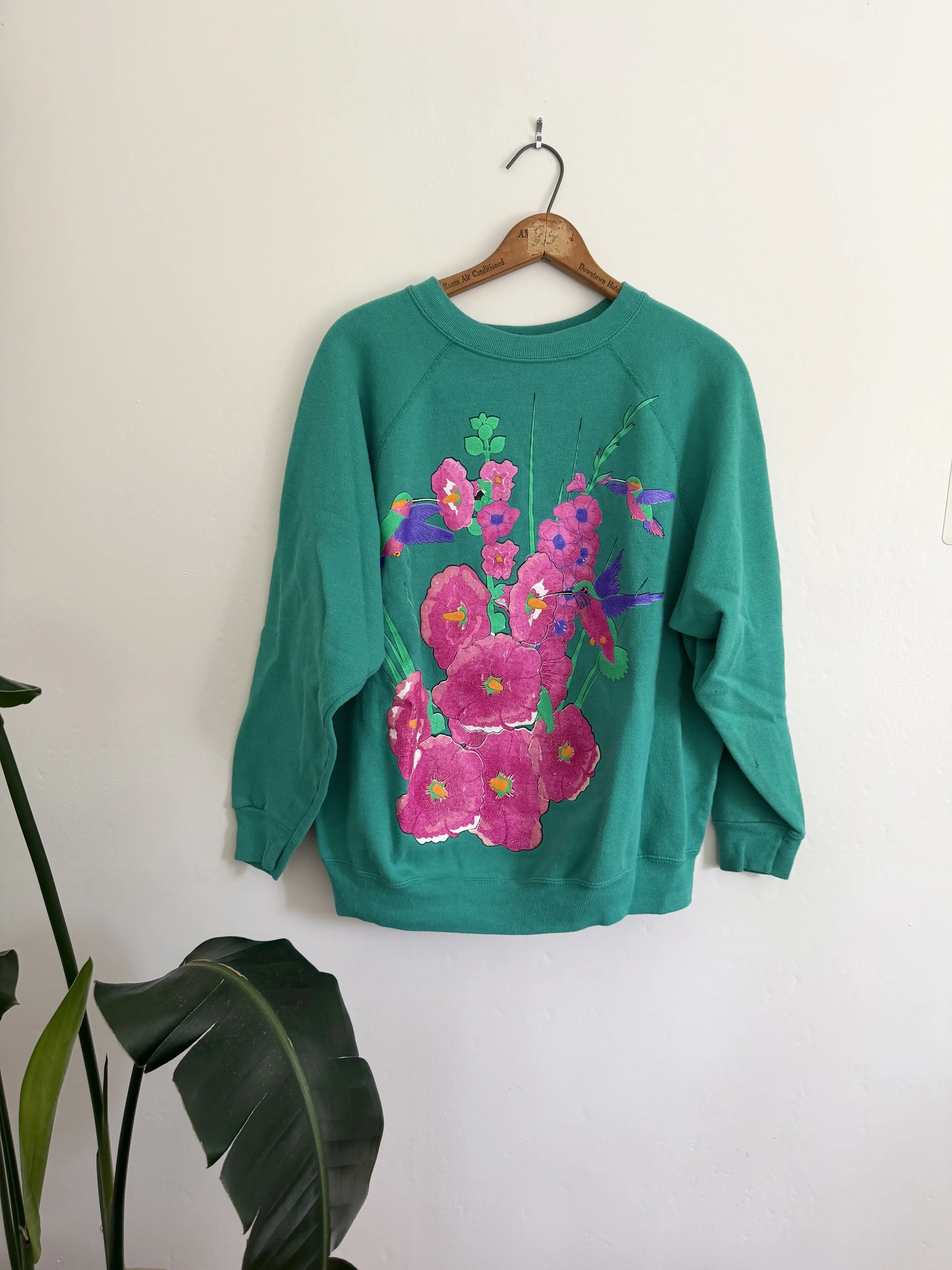 Kelly Green Floral Crew Sweatshirt