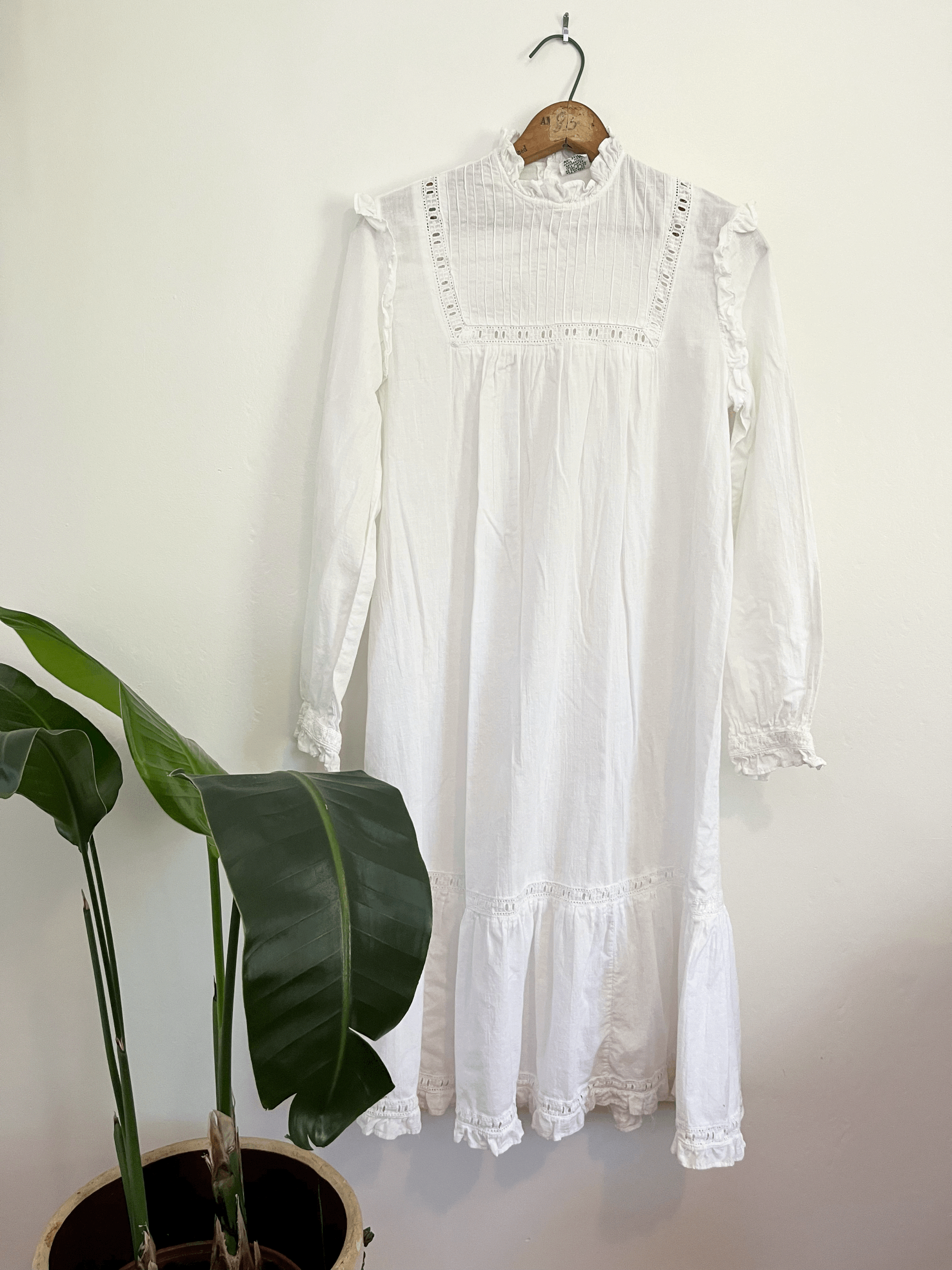 60s White Cotton Midi Dress