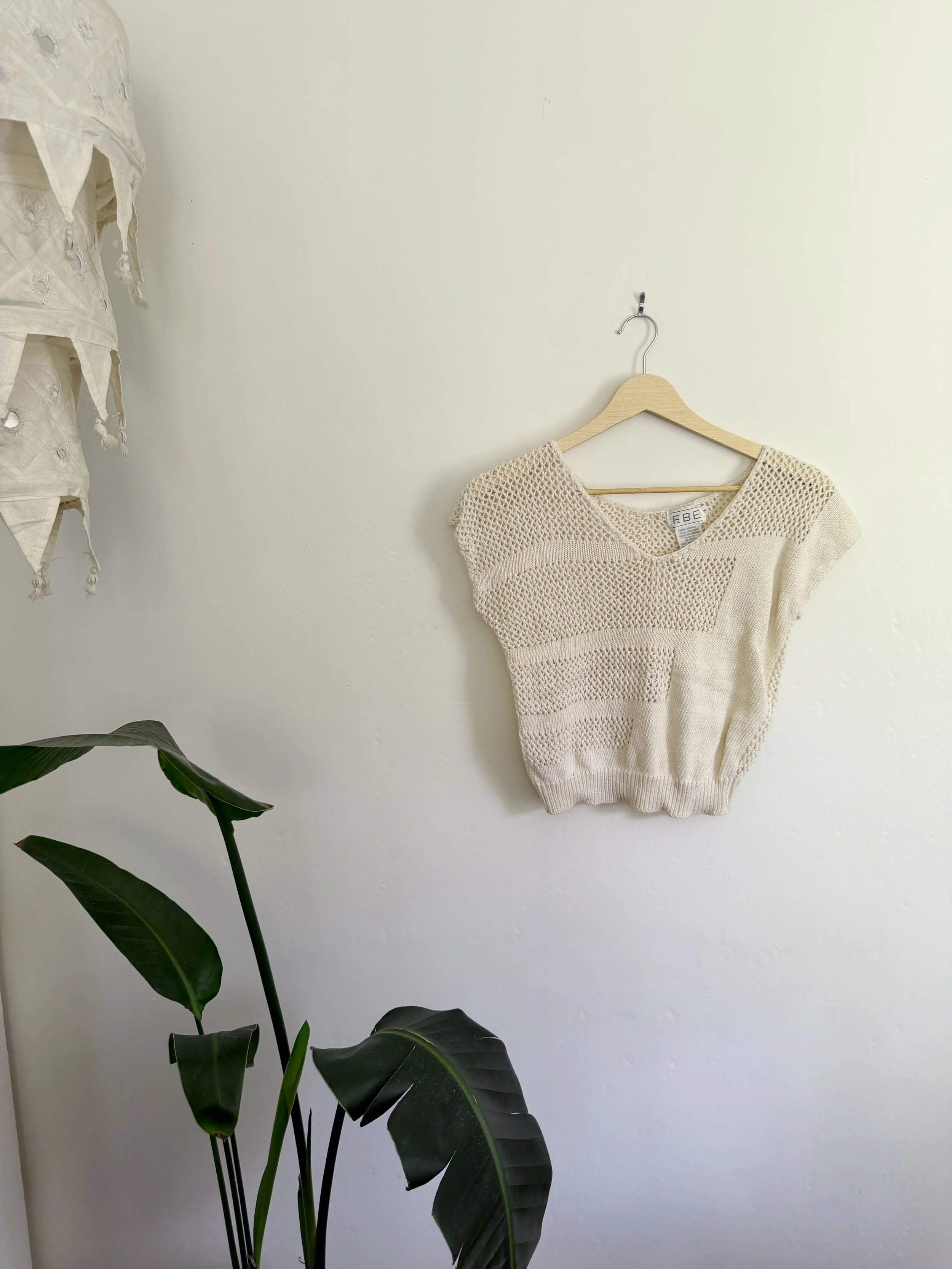Cream Patterned Knit Blouse