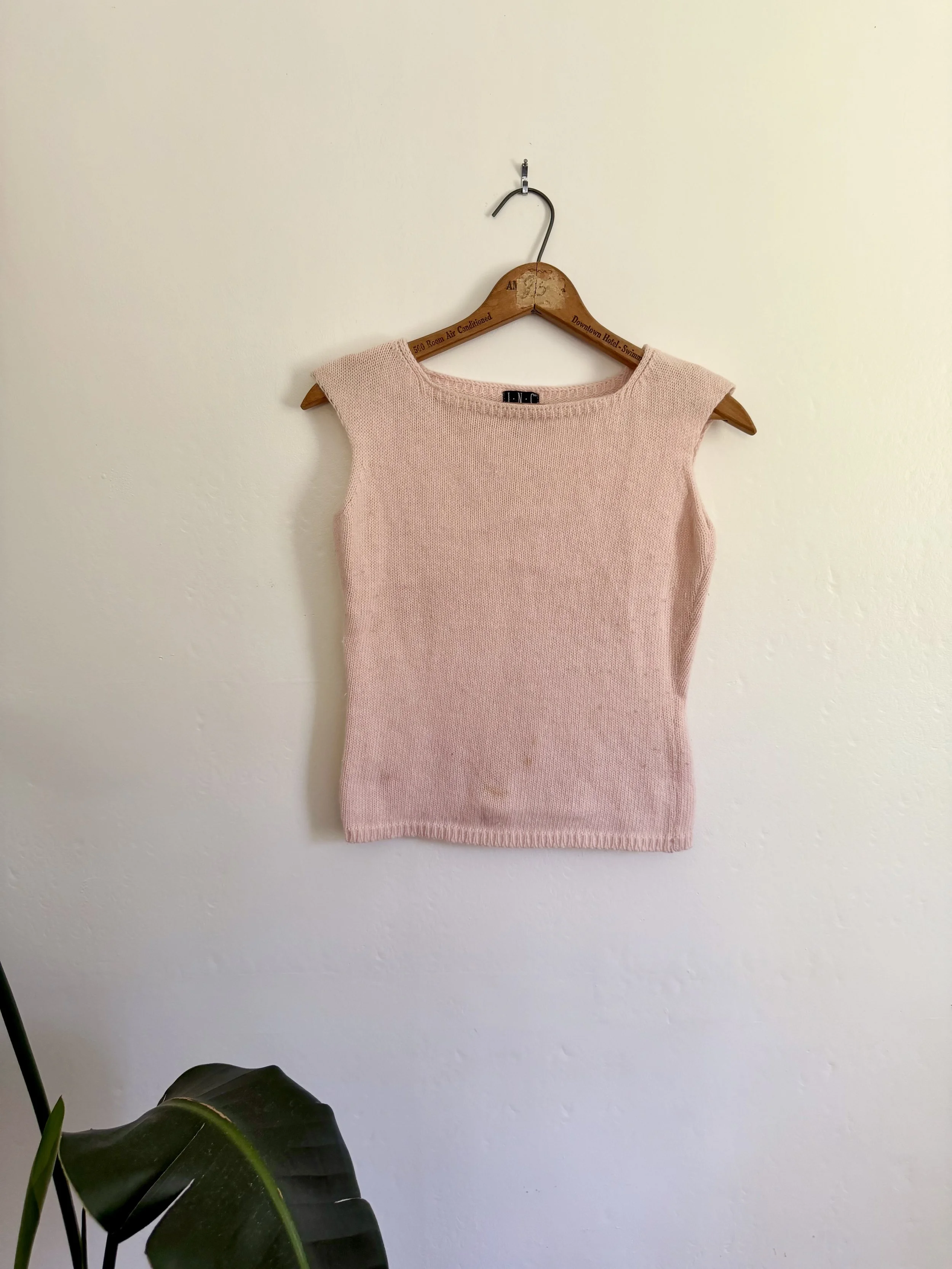 Baby Pink Rabbit Hair Wool Knit Tank