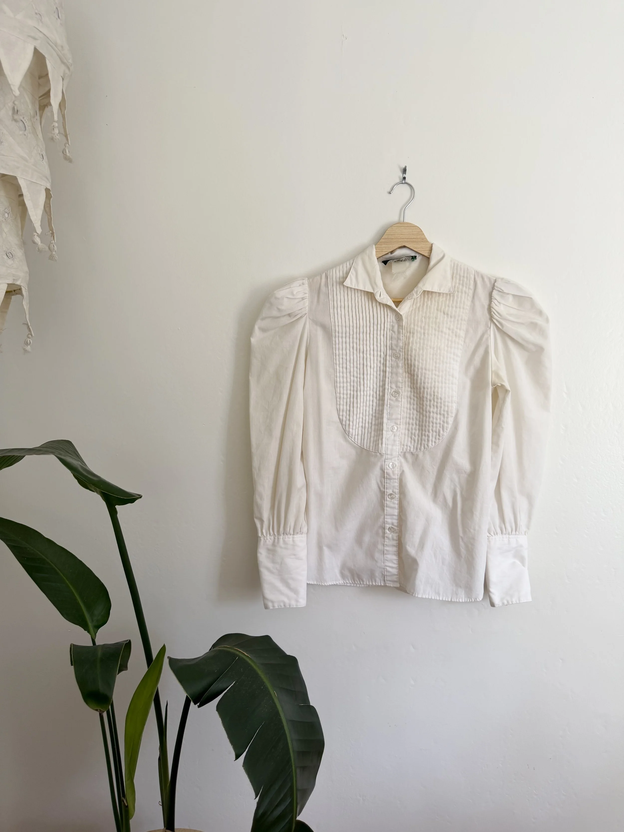 White Hunt Club Cotton Pleated Blouse