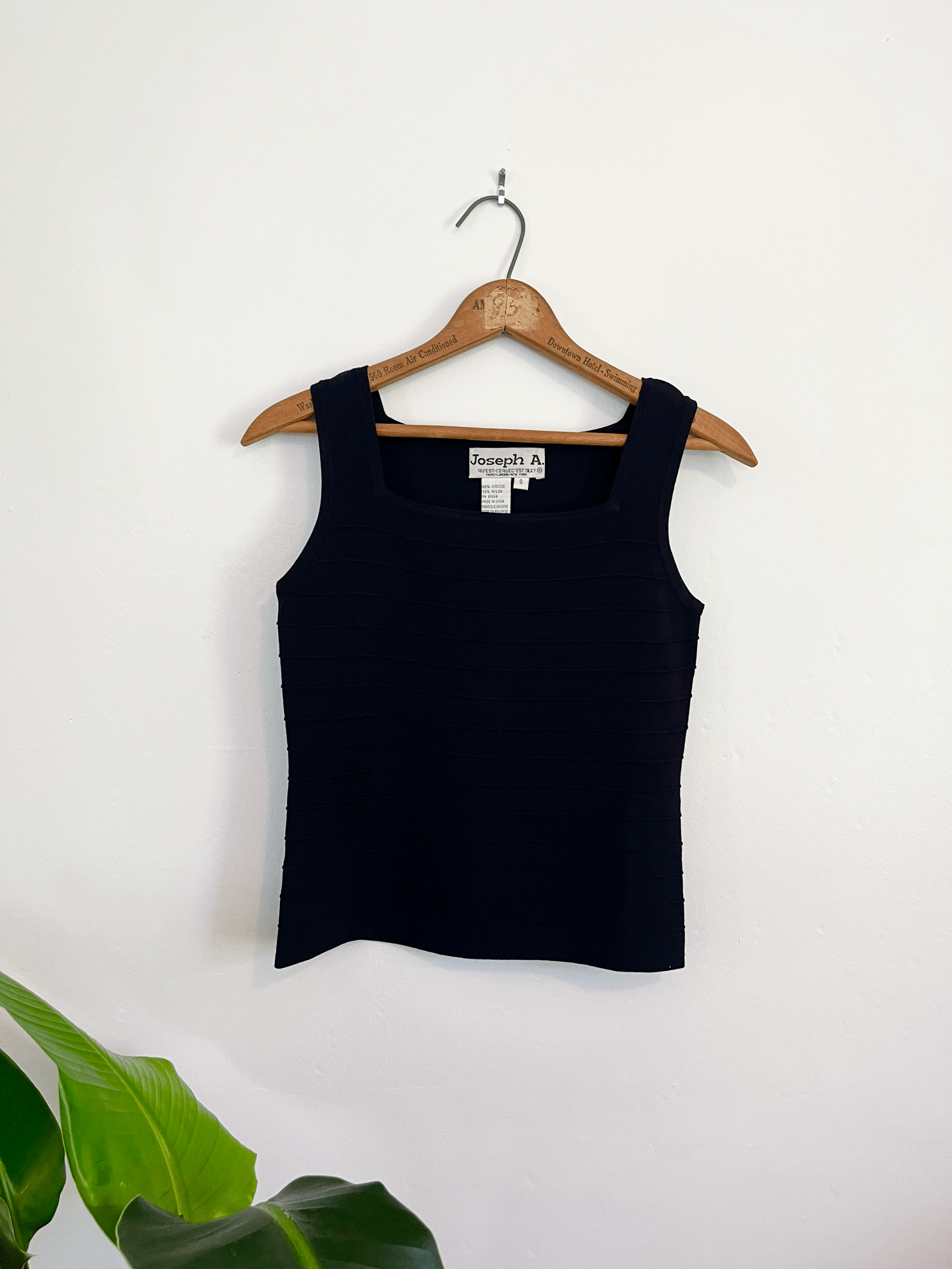 60s Black Ribbed Tank Top