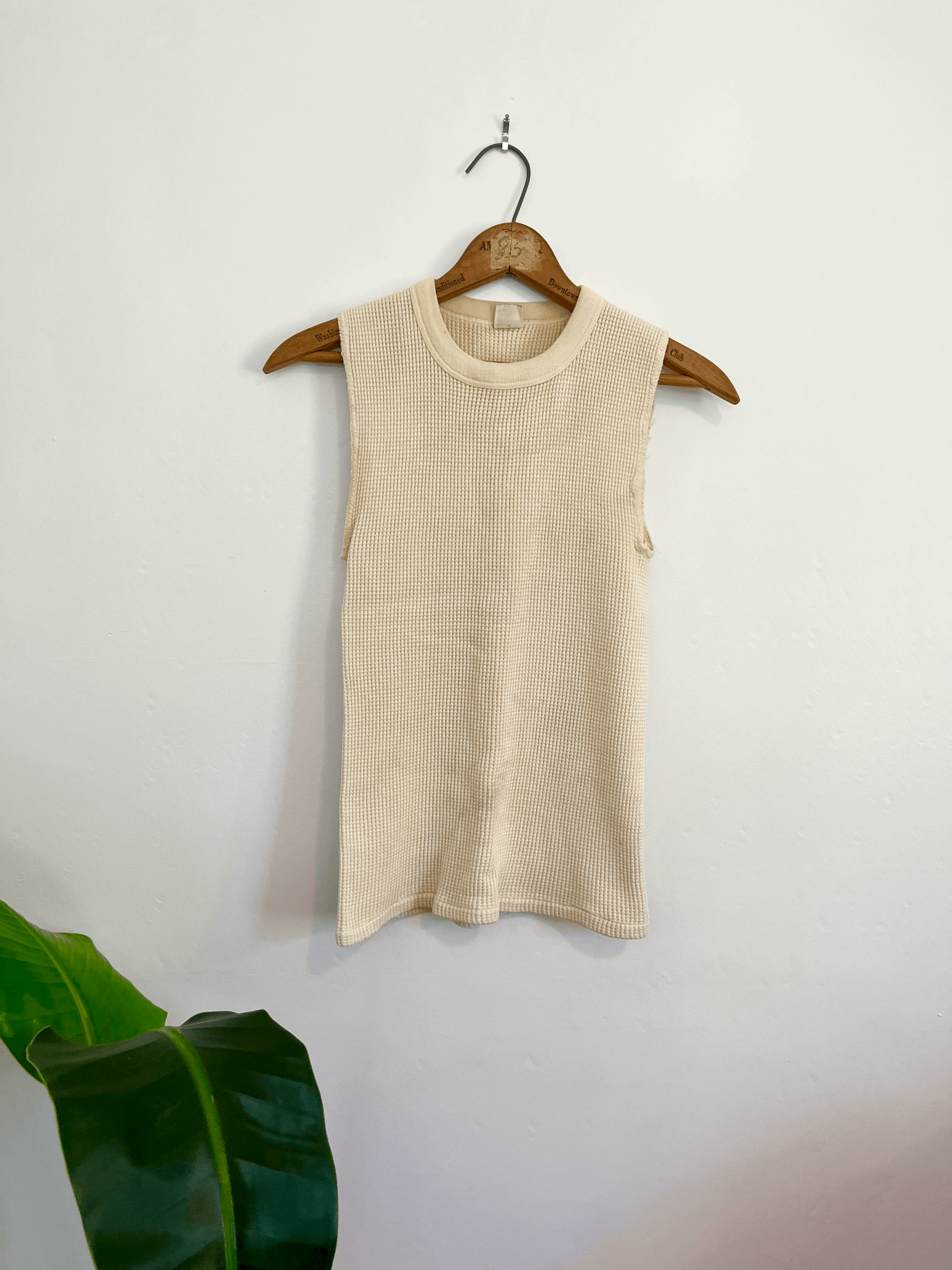 60s Butter Yellow Waffle Tank