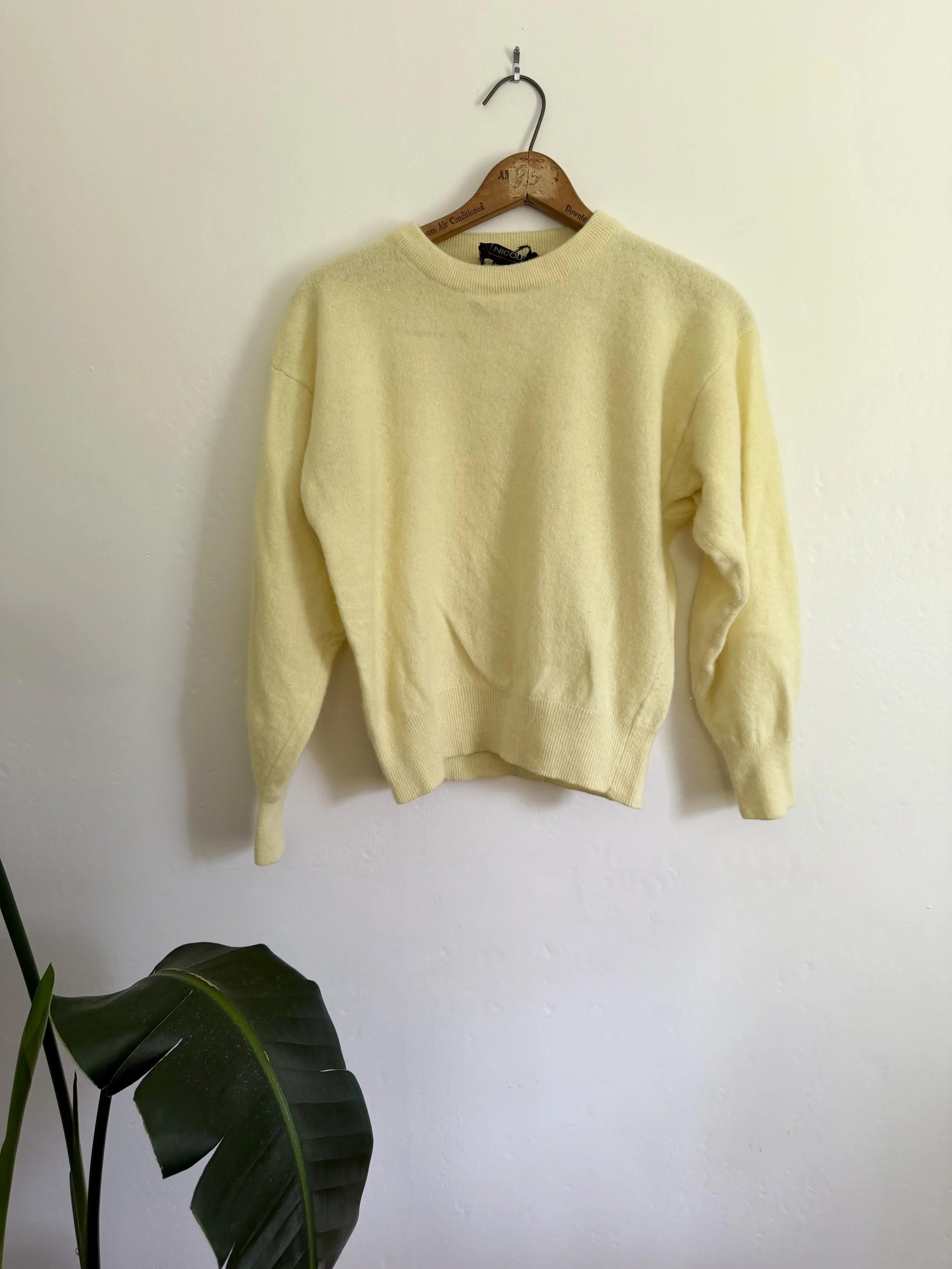 Butter Yellow Lambswool Angora Crewneck Sweater