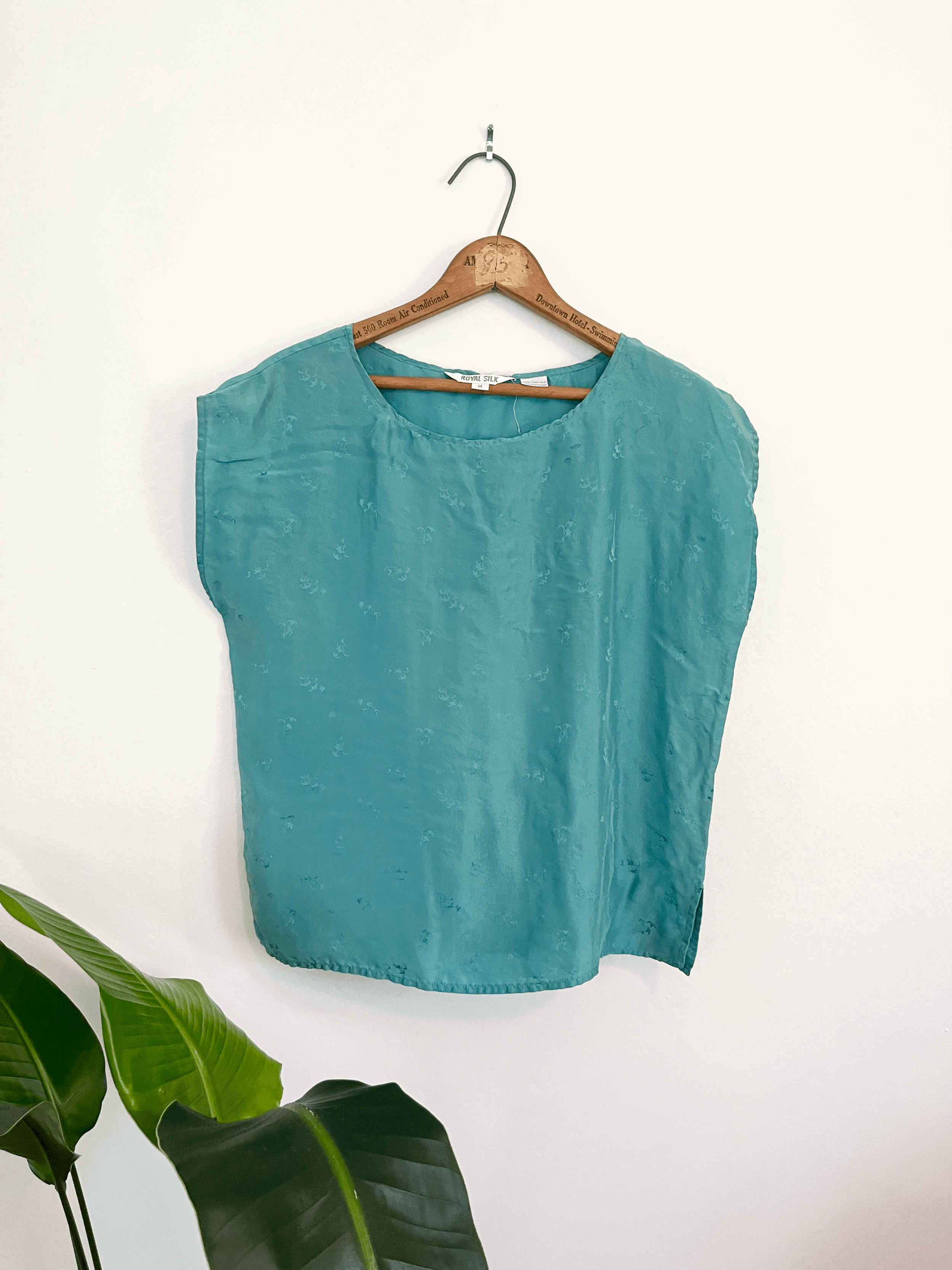 60s Aqua Blue Silk Blouse