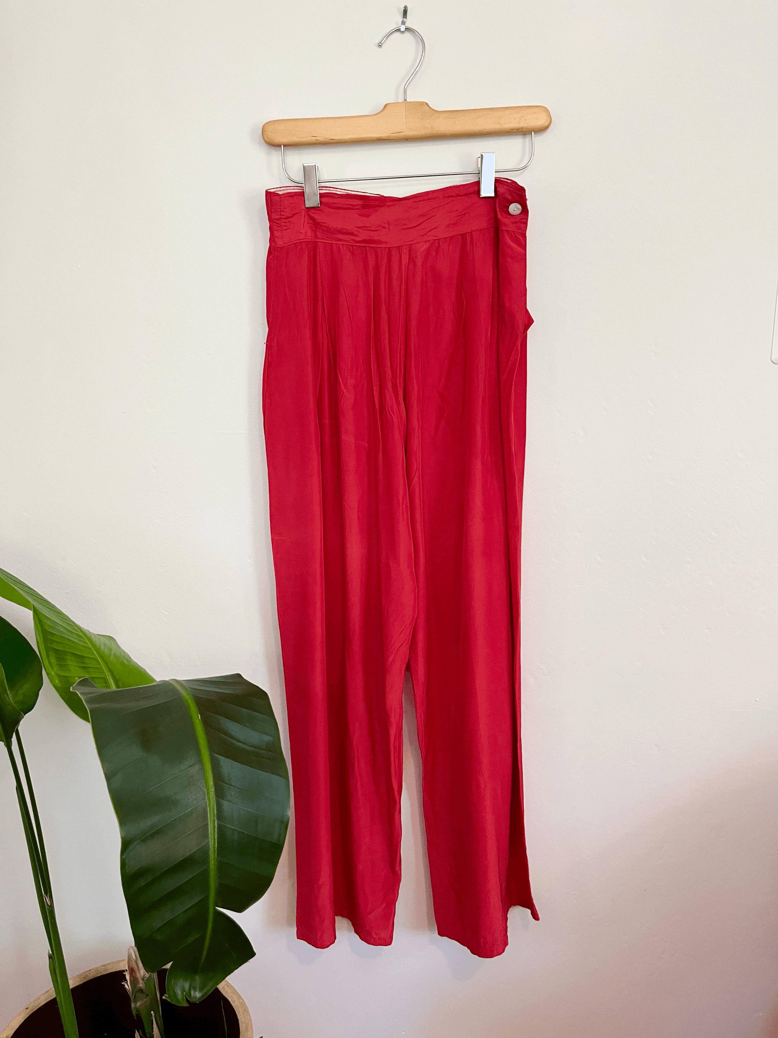 50s Red Satin Trousers 27x23