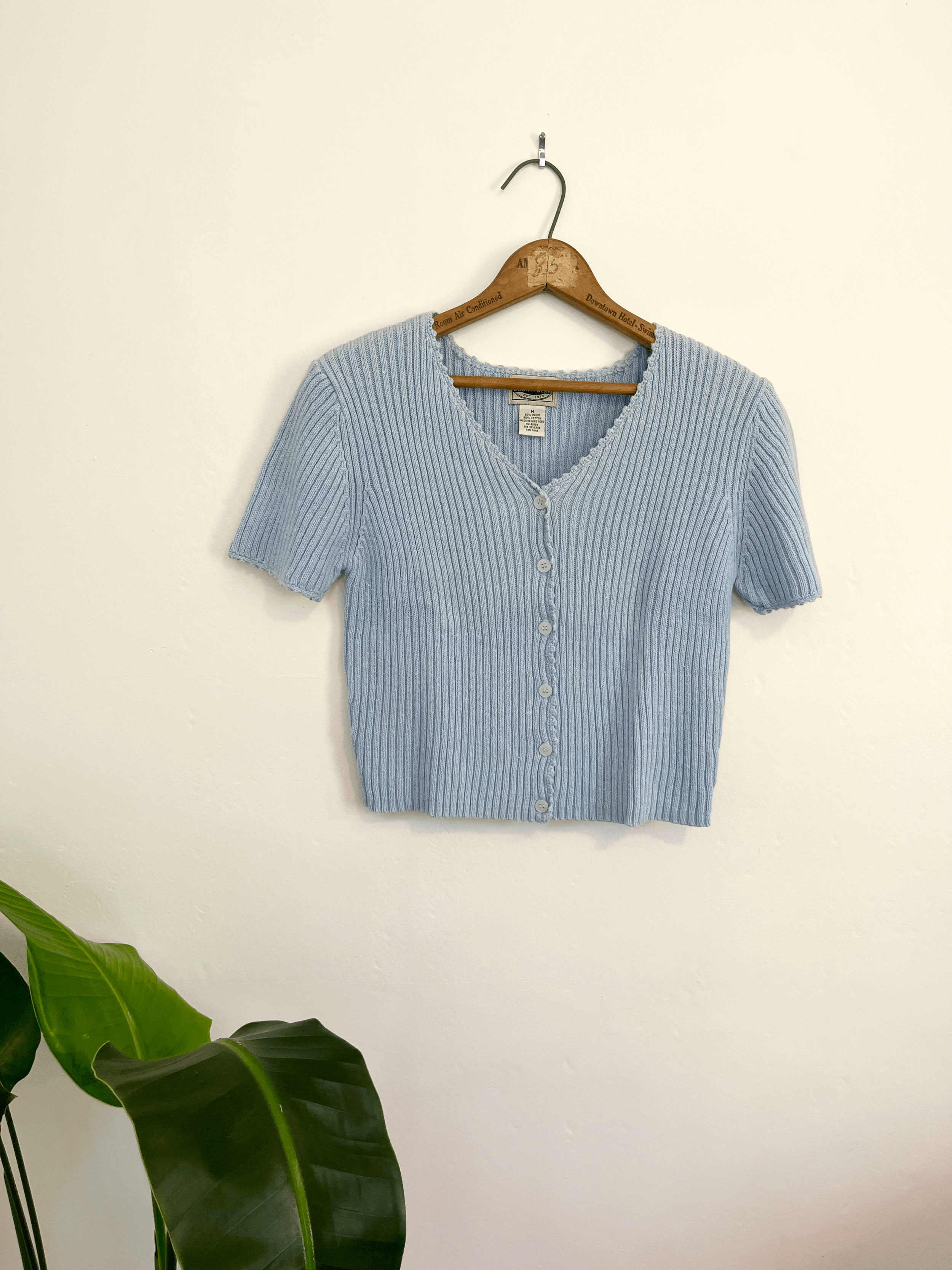 Blue Ribbed Blouse