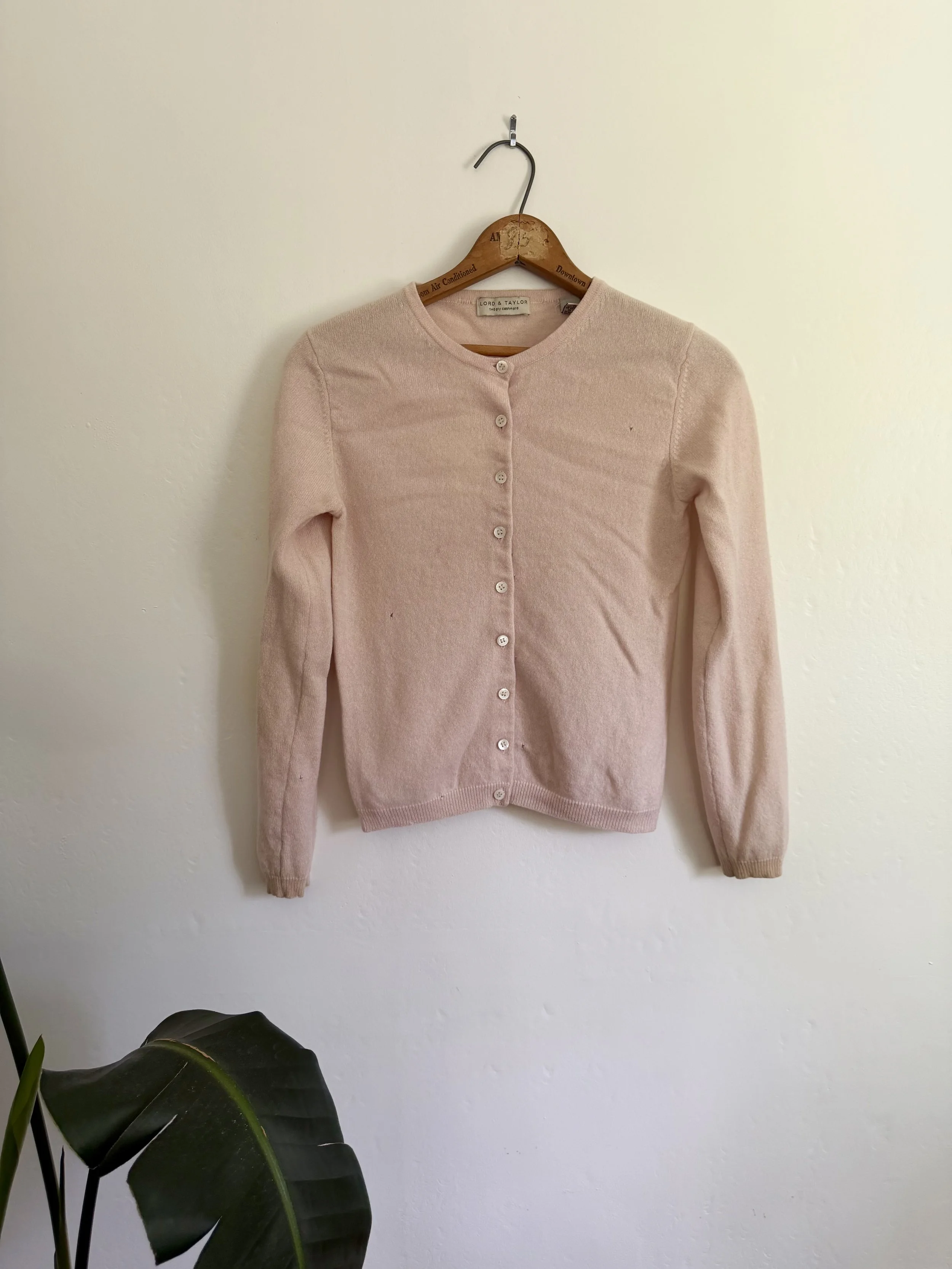 Baby Pink Cashmere Cardigan Sweater