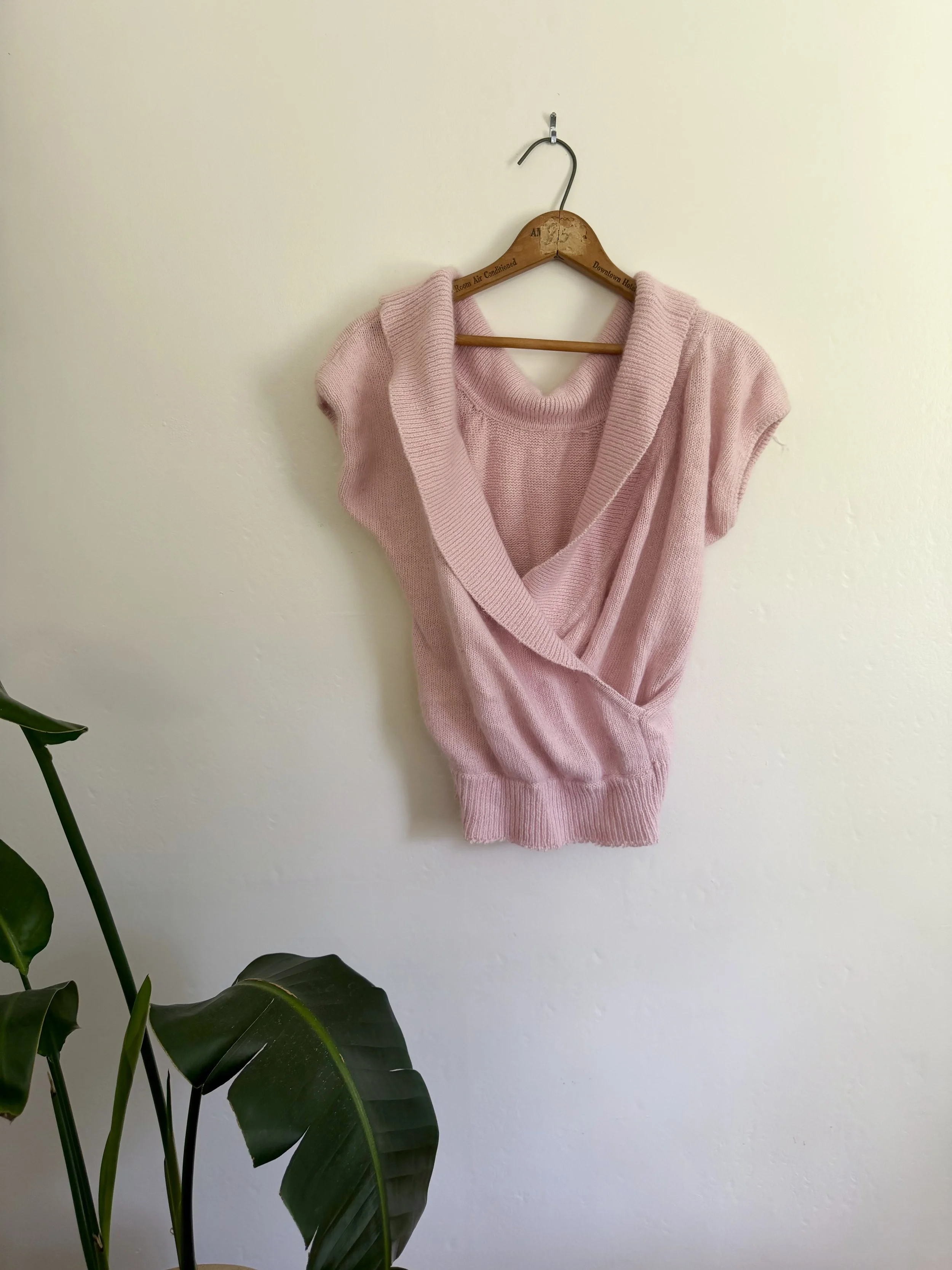 Bubblegum Pink Ballet Wrap Knit Blouse