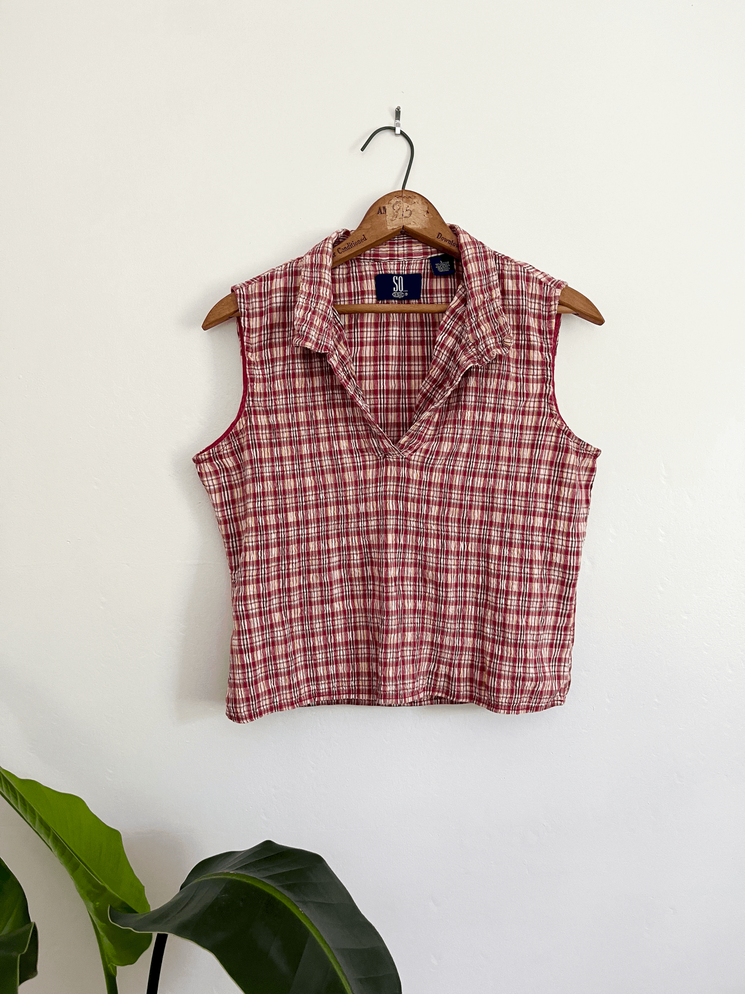 Plaid Collared Tank Top