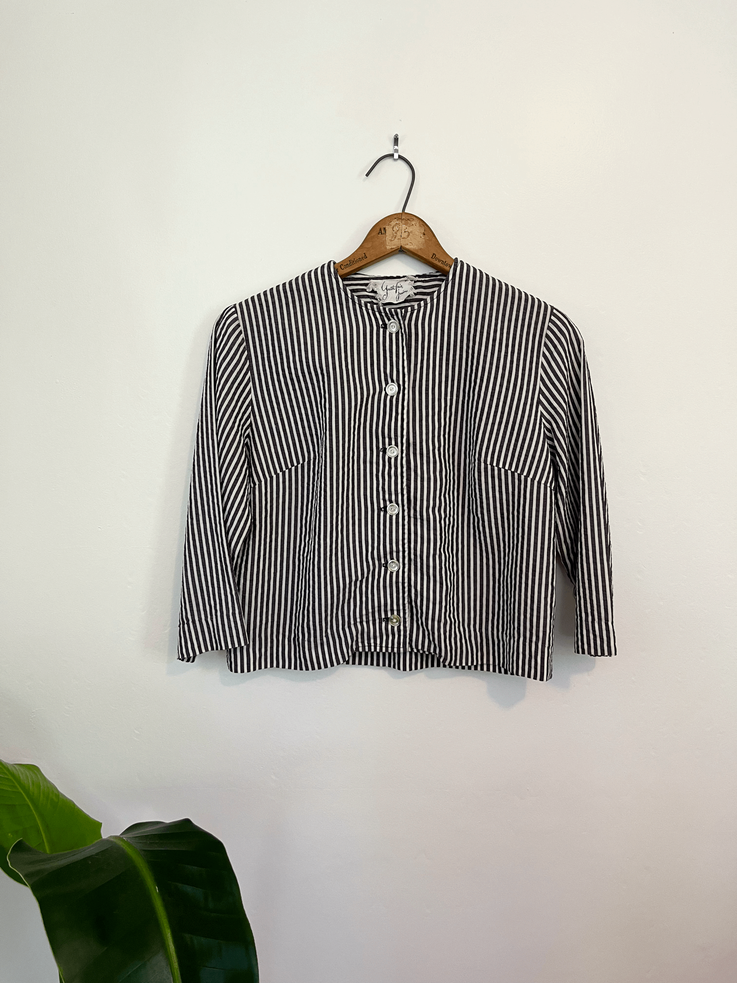 50s Charcoal and White Striped Jacket
