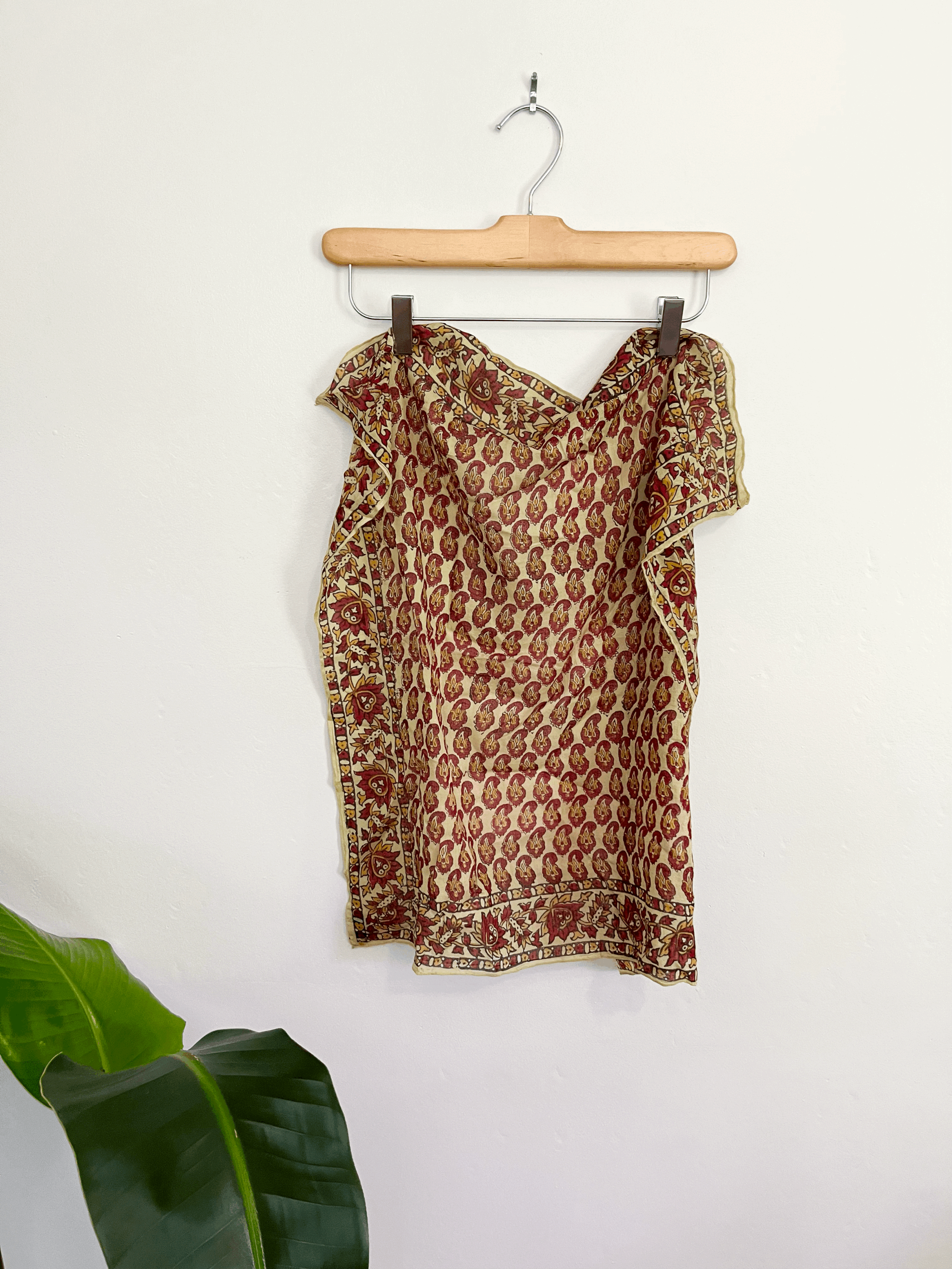 50s Indian Cotton Block Print Scarf