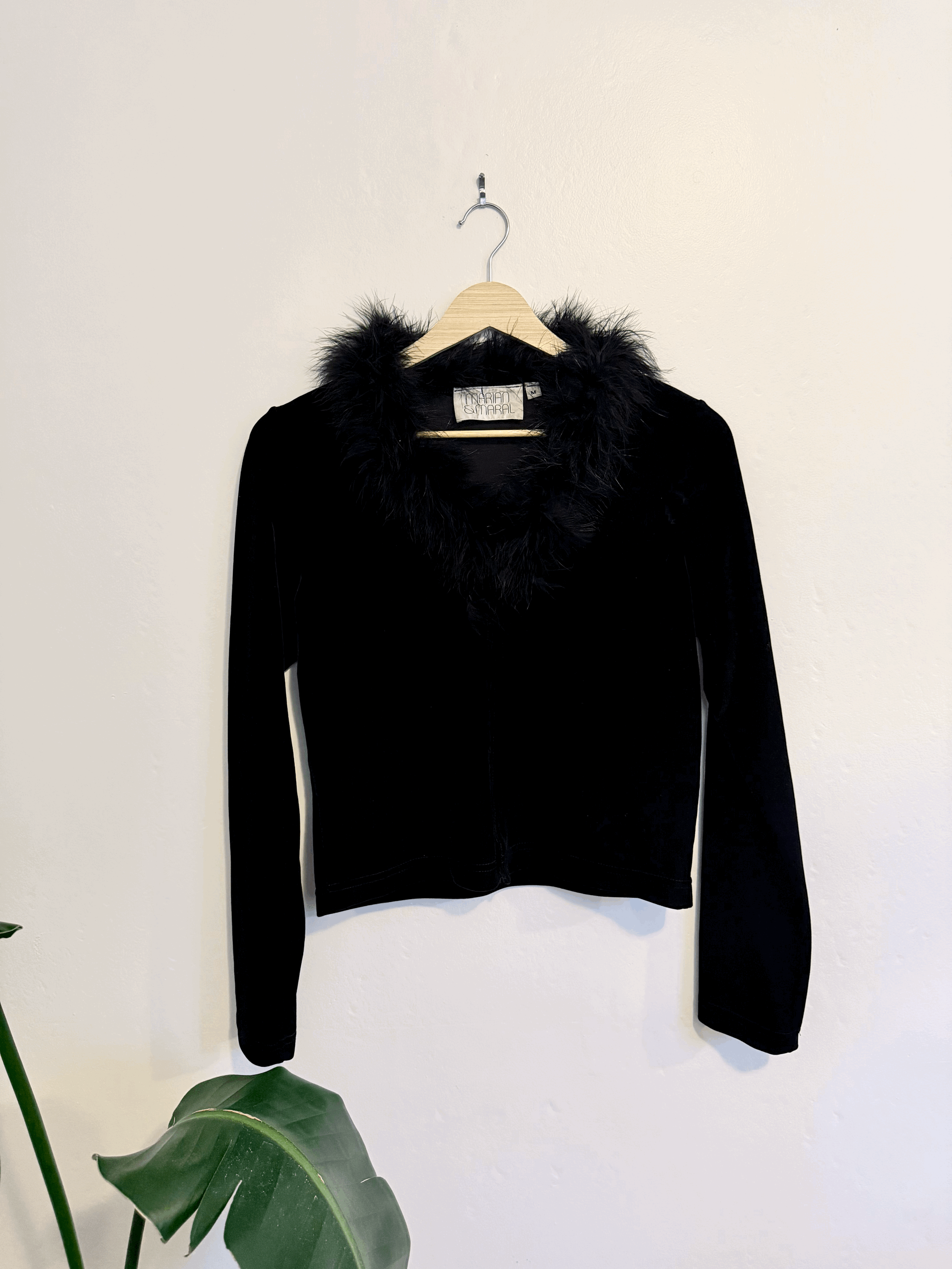 80s Velvet Feathered Top