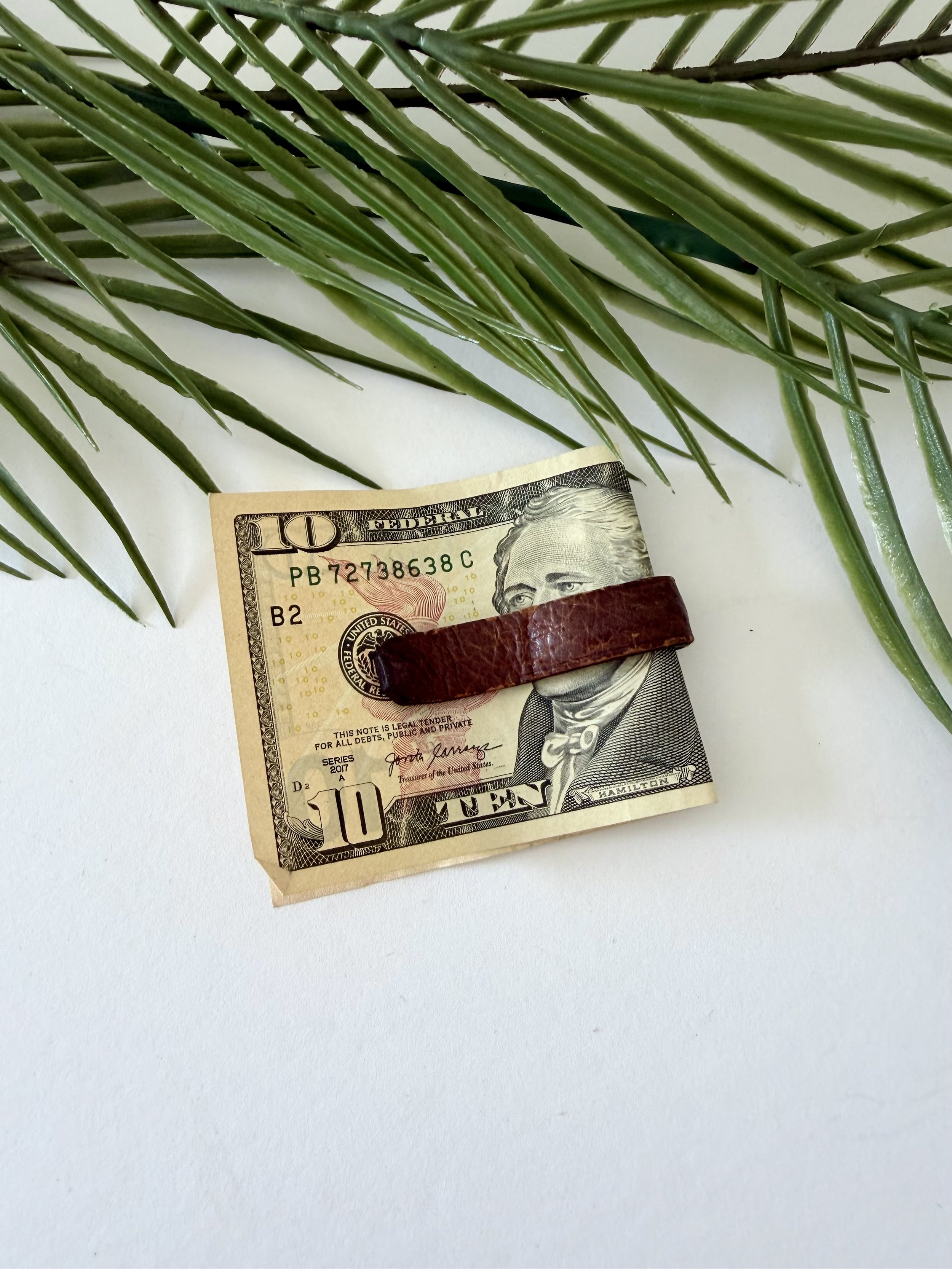 Brown Leather Money Clip