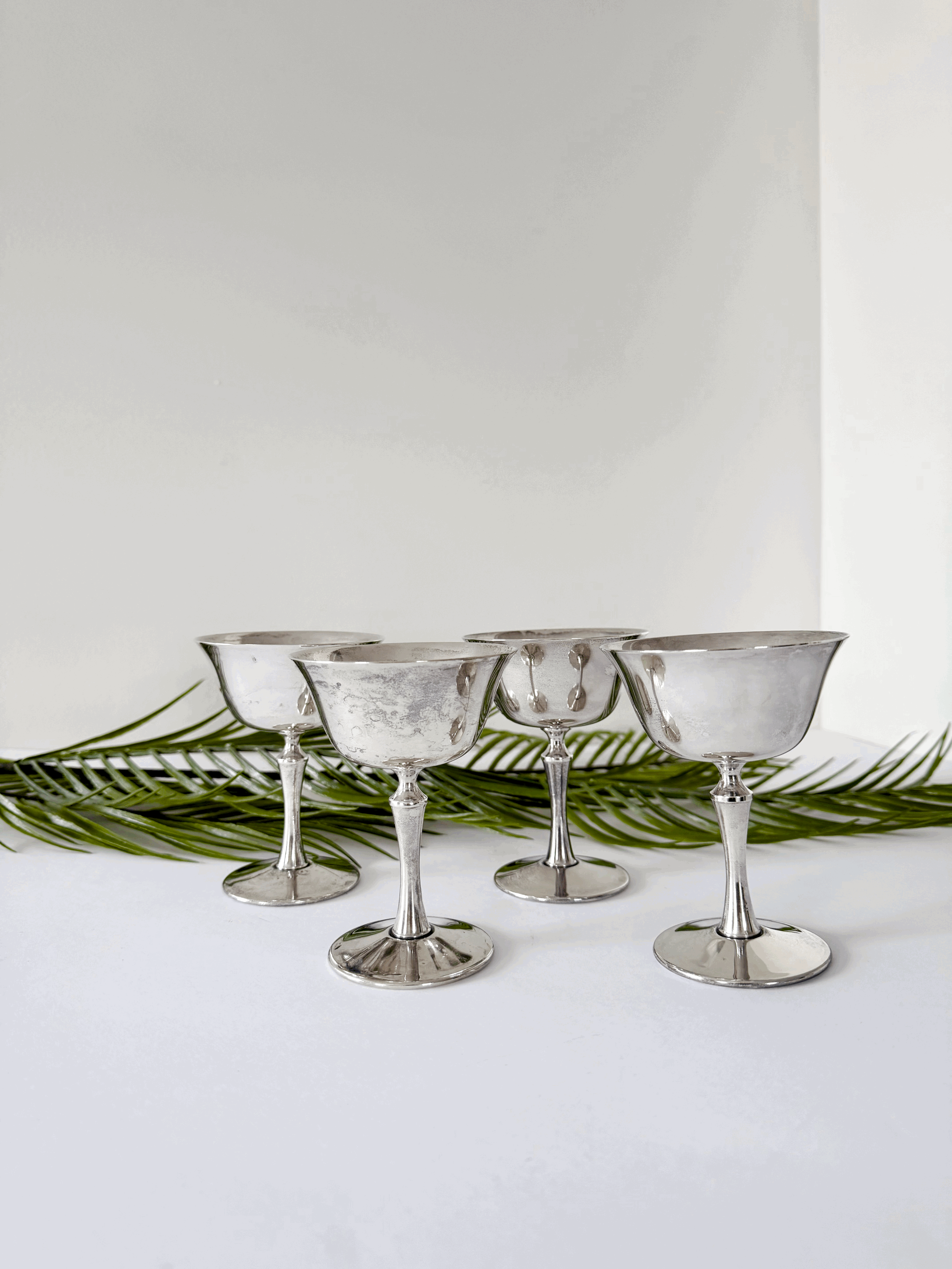 Silver Plate Italian Champagne Coupes