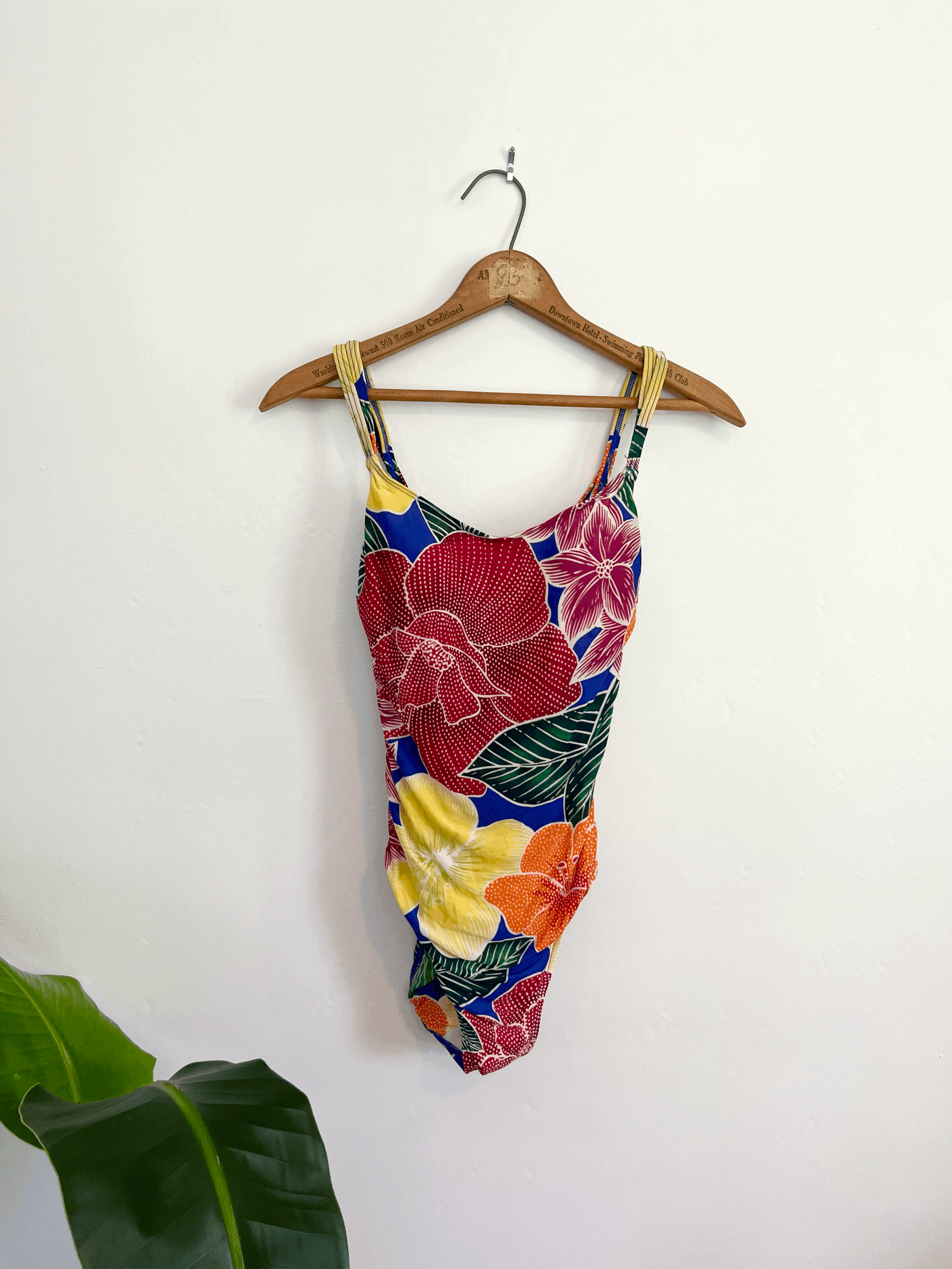 70s Rainbow Tropical Floral Swimsuit