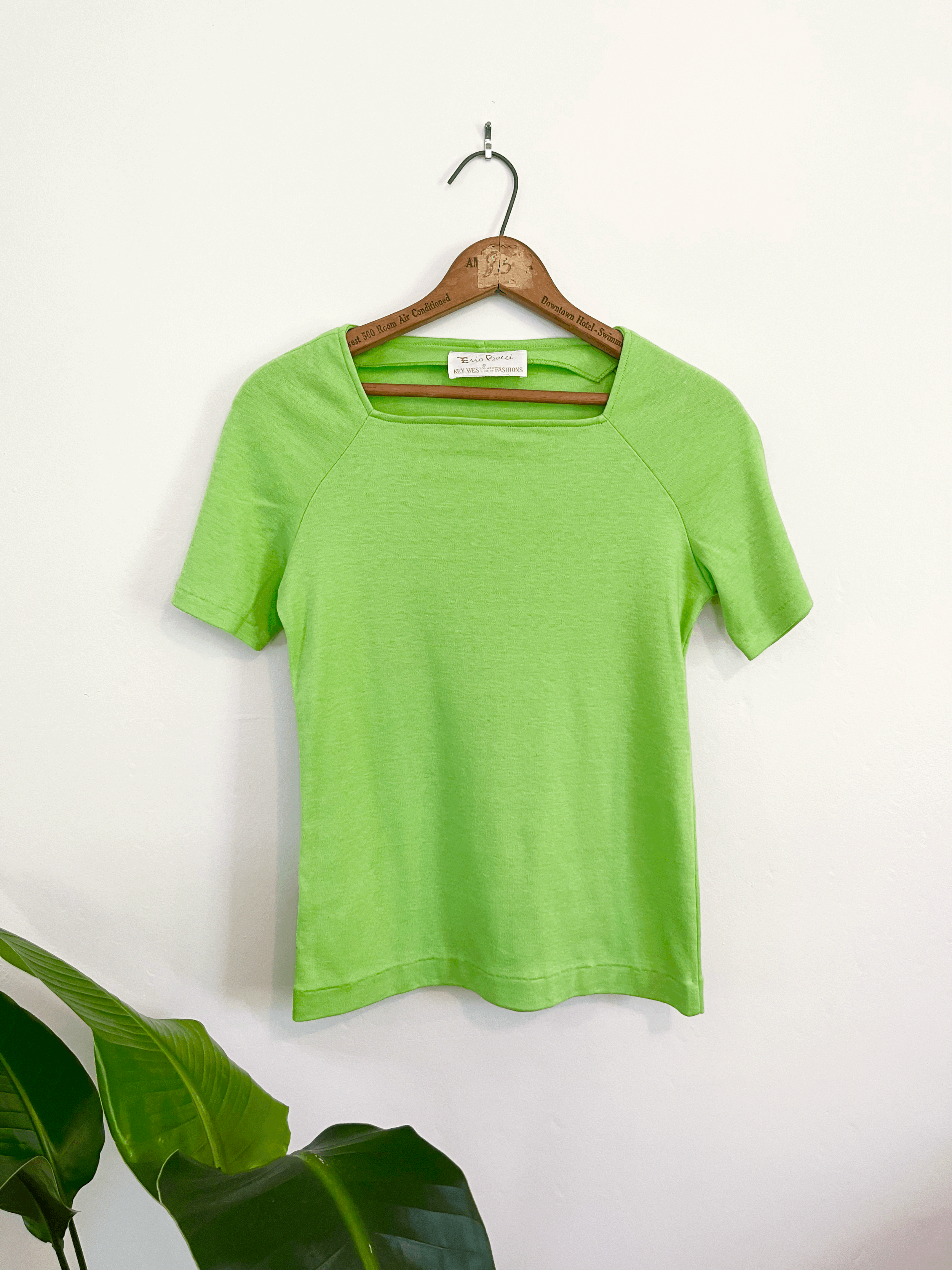 50s Lime Green Square Neck Tee