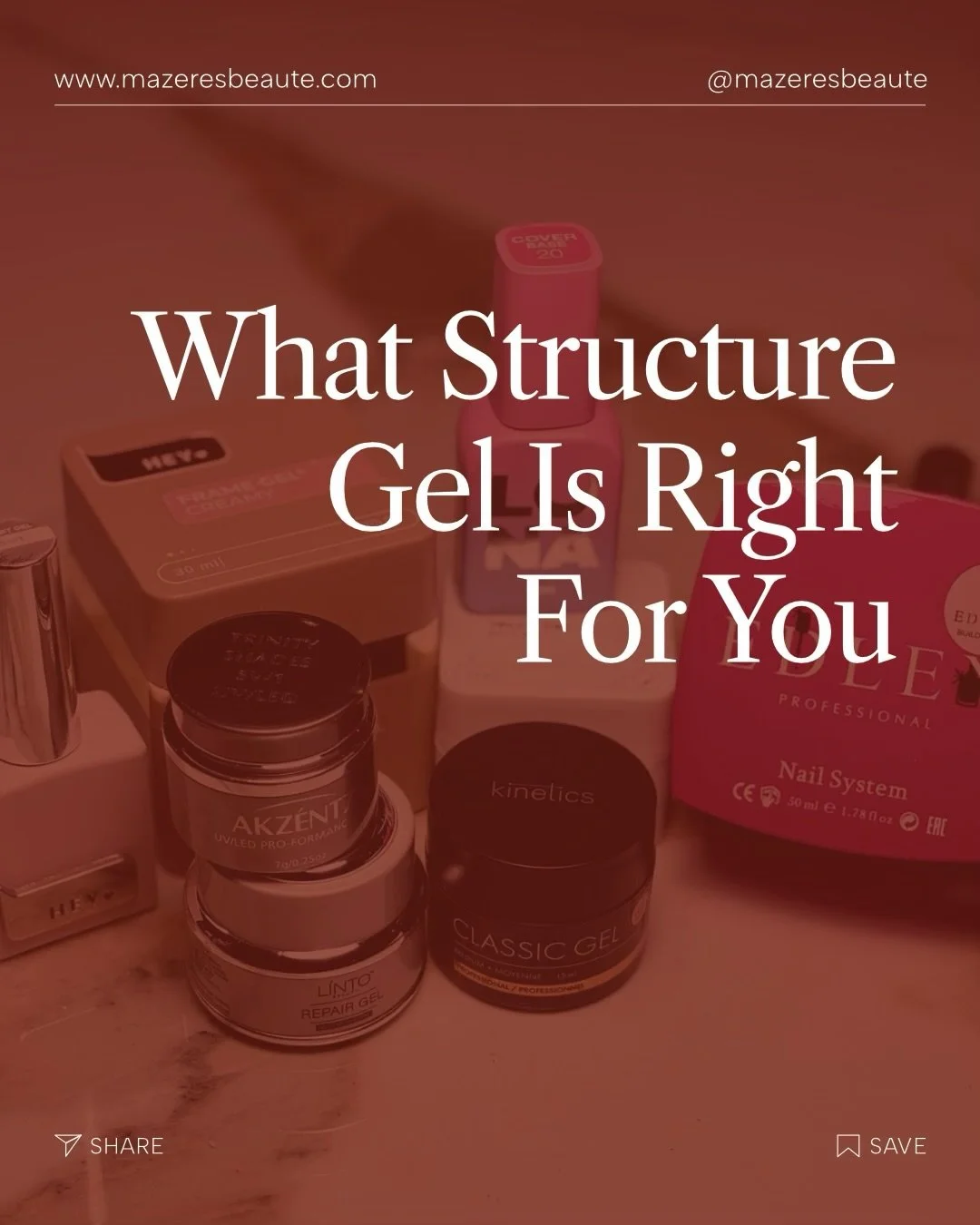 Not all structured gels are the same  and choosing the right one matters.

Rubber base, builder gel, and hard gel each serve a different purpose depending on nail anatomy, lifestyle, and desired length. The difference between long lasting, healthy na