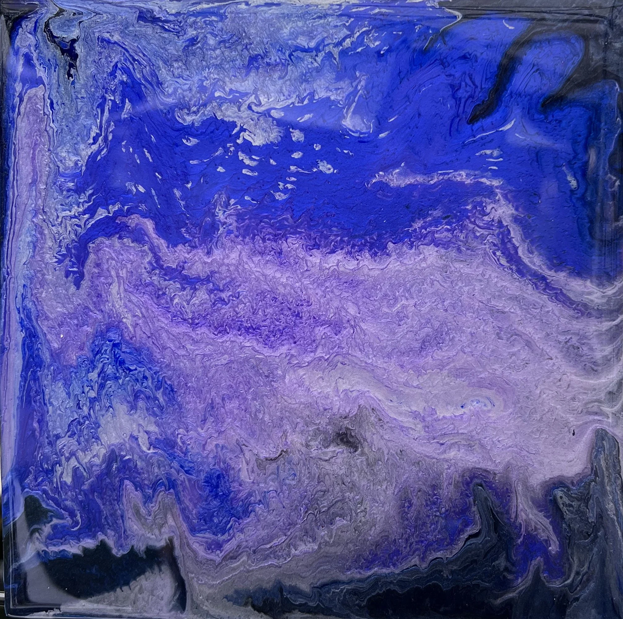 Wall Candy—Blueberry Vanilla Lollipop • 2025 • Acrylic and Resin on Panel • 10” x 10”