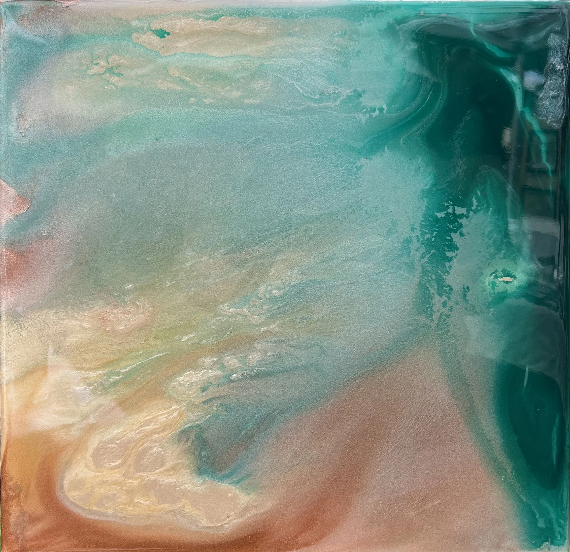 Wall Candy—Crème De Menthe Brûlée Chupa Chup • 2025 • Acrylic and Resin on Panel • 12” x 12”