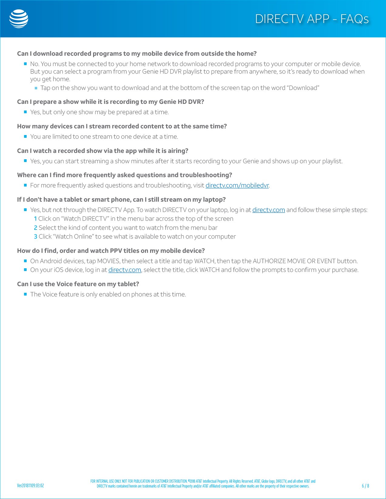 DIRECTV App Sales Aid page 6 of 8