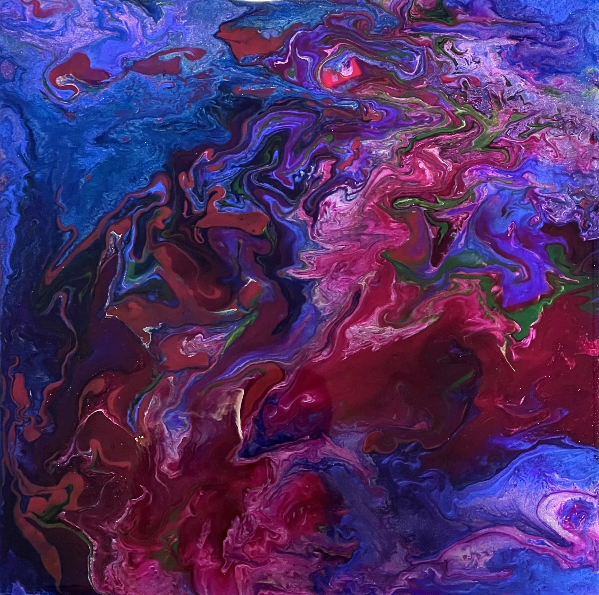 WallCandy—Very Berry • 2025 • Acrylic and Resin on Panel • 10” x 10”