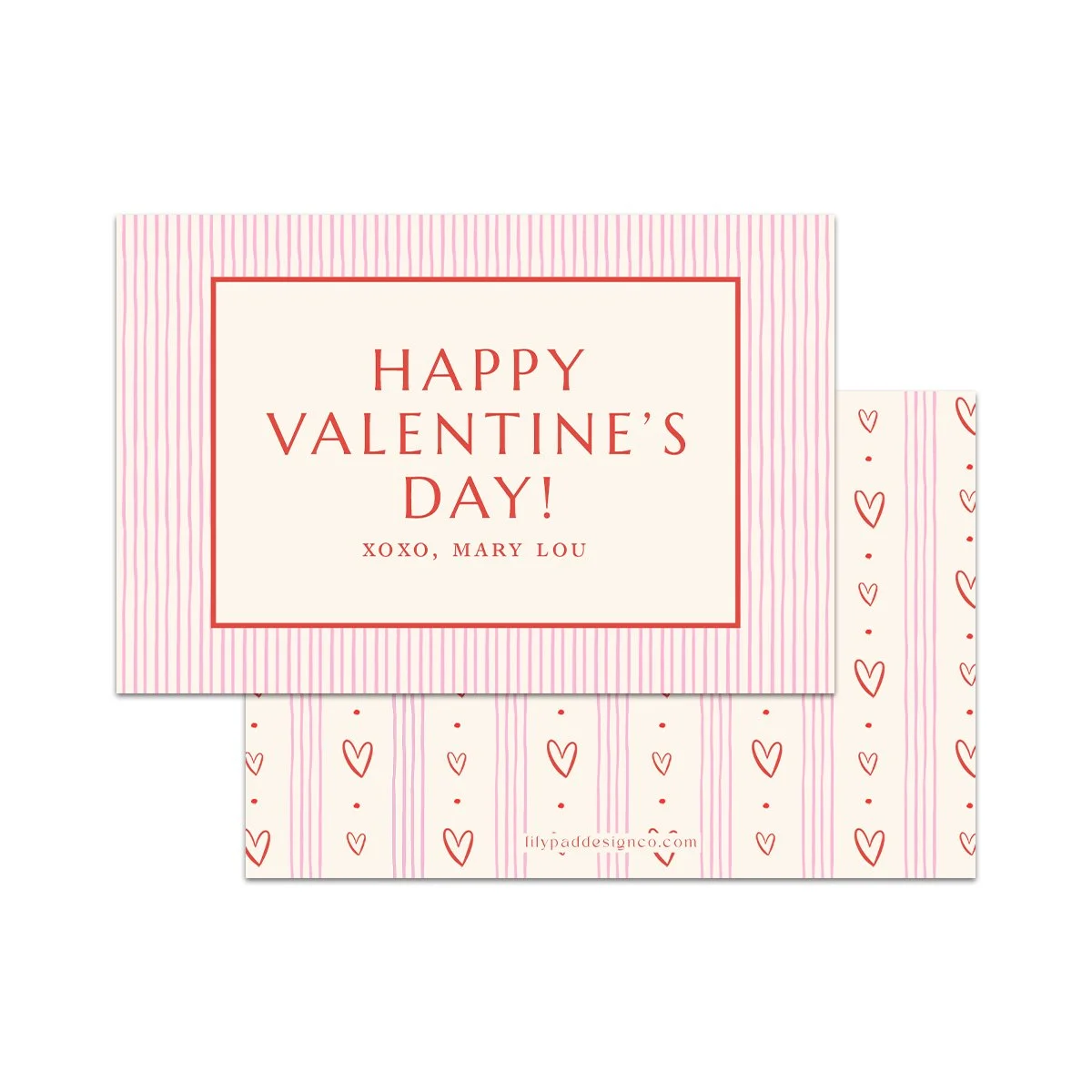 Hearts and Stripes Tags or Stickers - Red & Pink