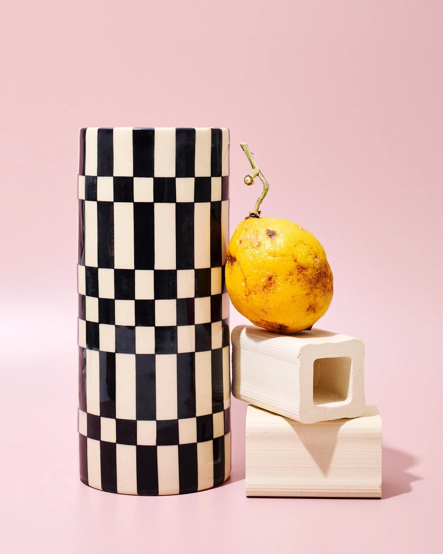 From start to finish, I make each piece by hand&mdash;wheel thrown and hand painted. This is a favorite vessel that found a home before the holidays. @ohhellowlo saved this old lemon for our shoot and I love it 😂