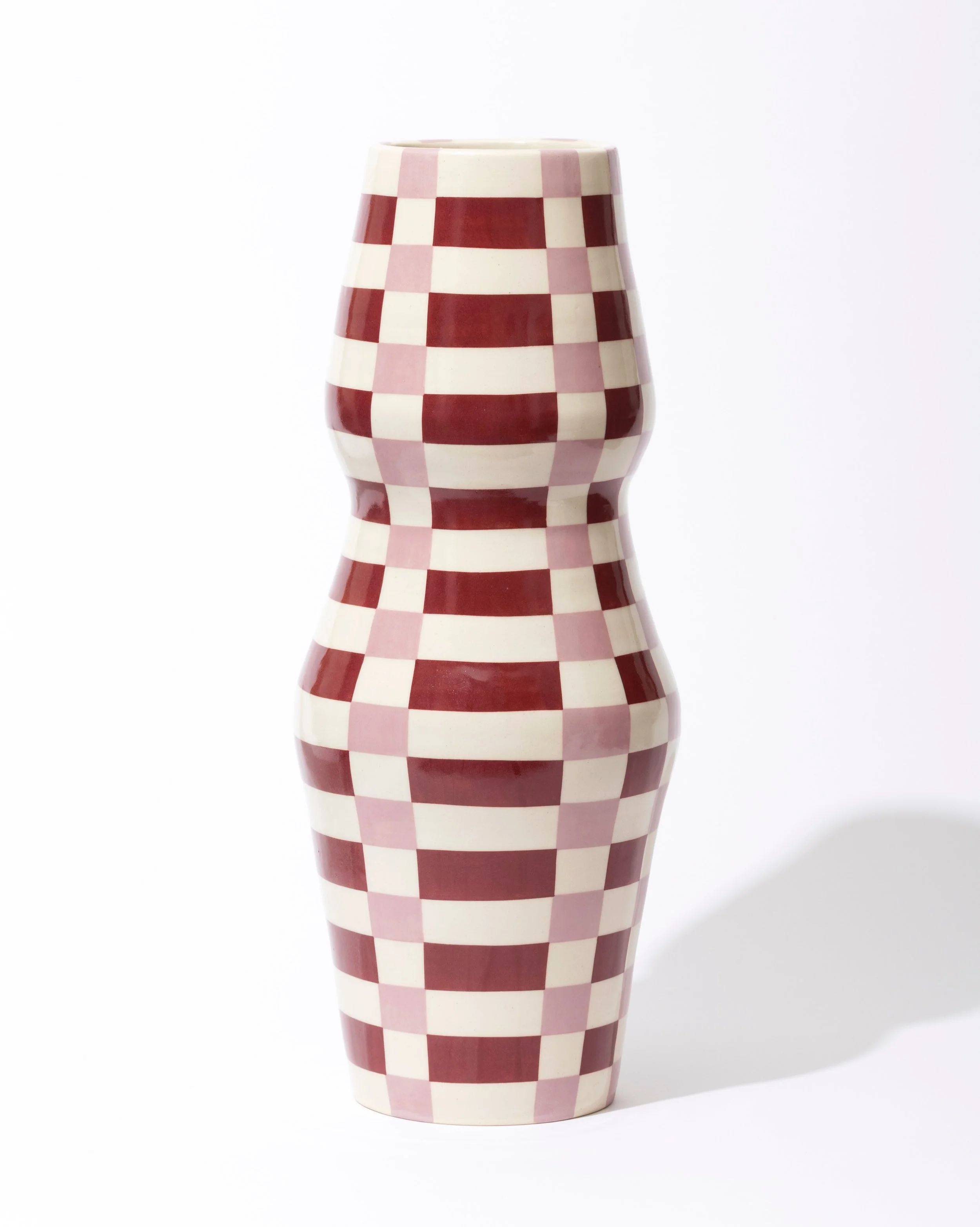 𝙑𝙚𝙧𝙜𝙚
2026
Ceramic, wheel thrown with hand-painted underglaze and clear glaze
15 x 5.5 inches

Been thinking a lot about weaving patterns, 3-dimensional form, color and weave, and color theory. If you&rsquo;ve been following along, you know that