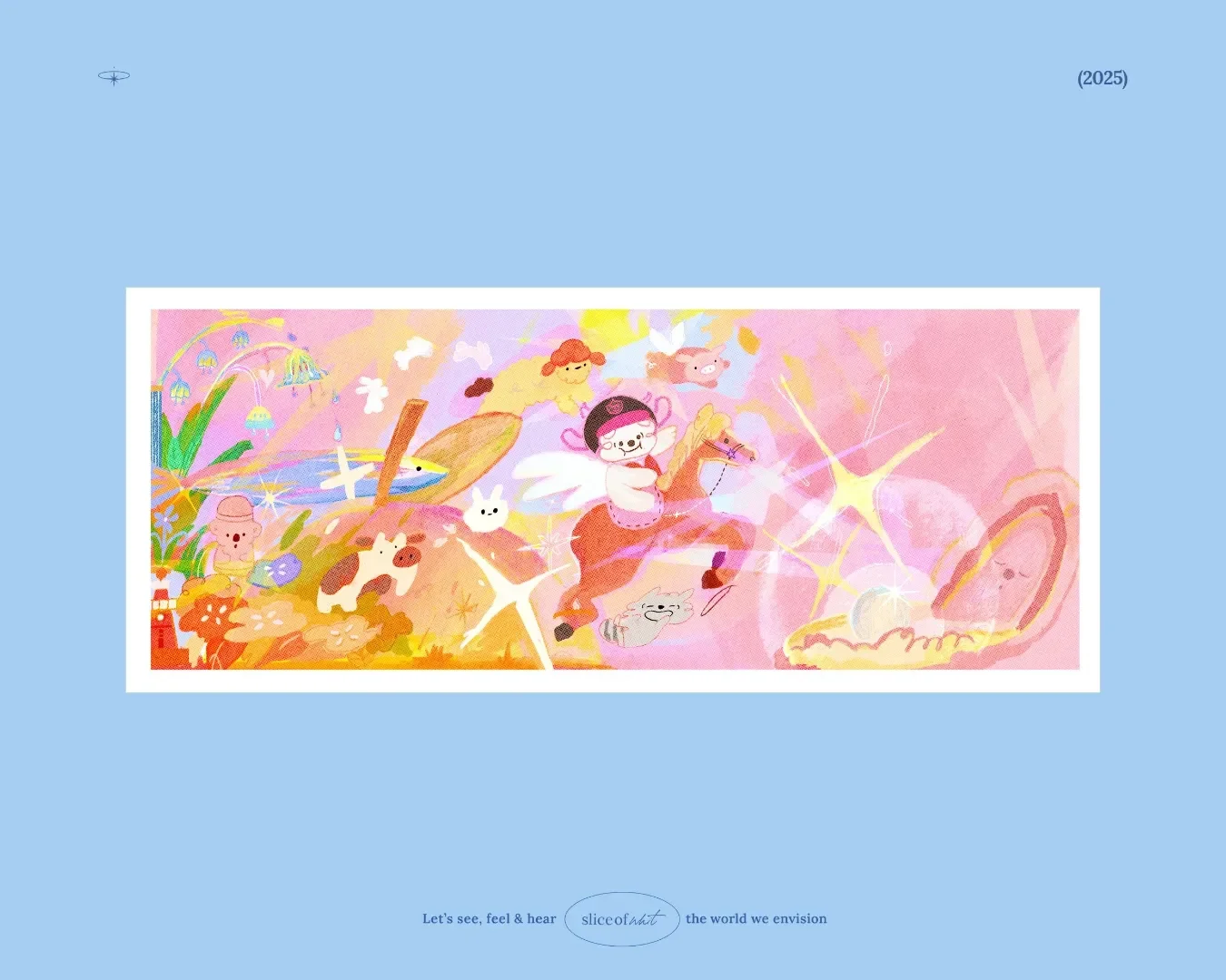 Jeju Animals Attacck! Art Print – Illustrated Jeju Korea Landscape (Horsey, Cows, Piggies, Abalone, Bunnies, Sheeps)