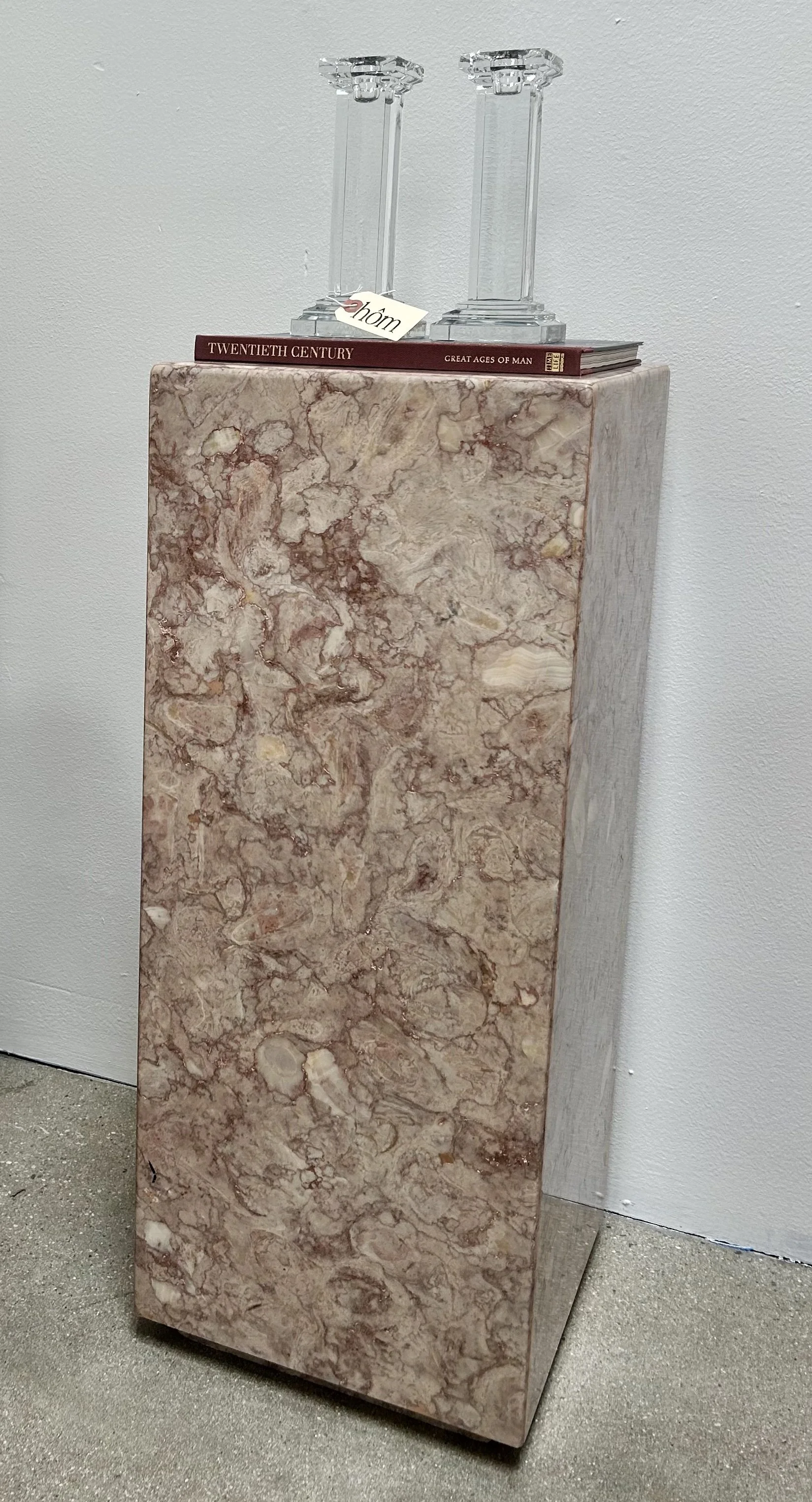 vintage blush italian marble pedestal - sold