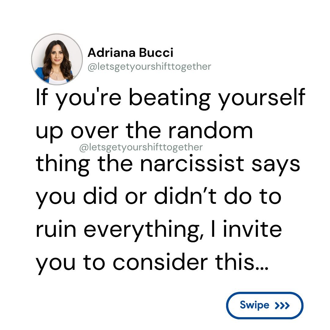 The less energy you invest in believing what the narcissist in your life thinks or says about you, the more peace you&rsquo;ll have 🕊

They&rsquo;re only blaming you for ruining the relationshit because you were doing this, not doing that, breathing