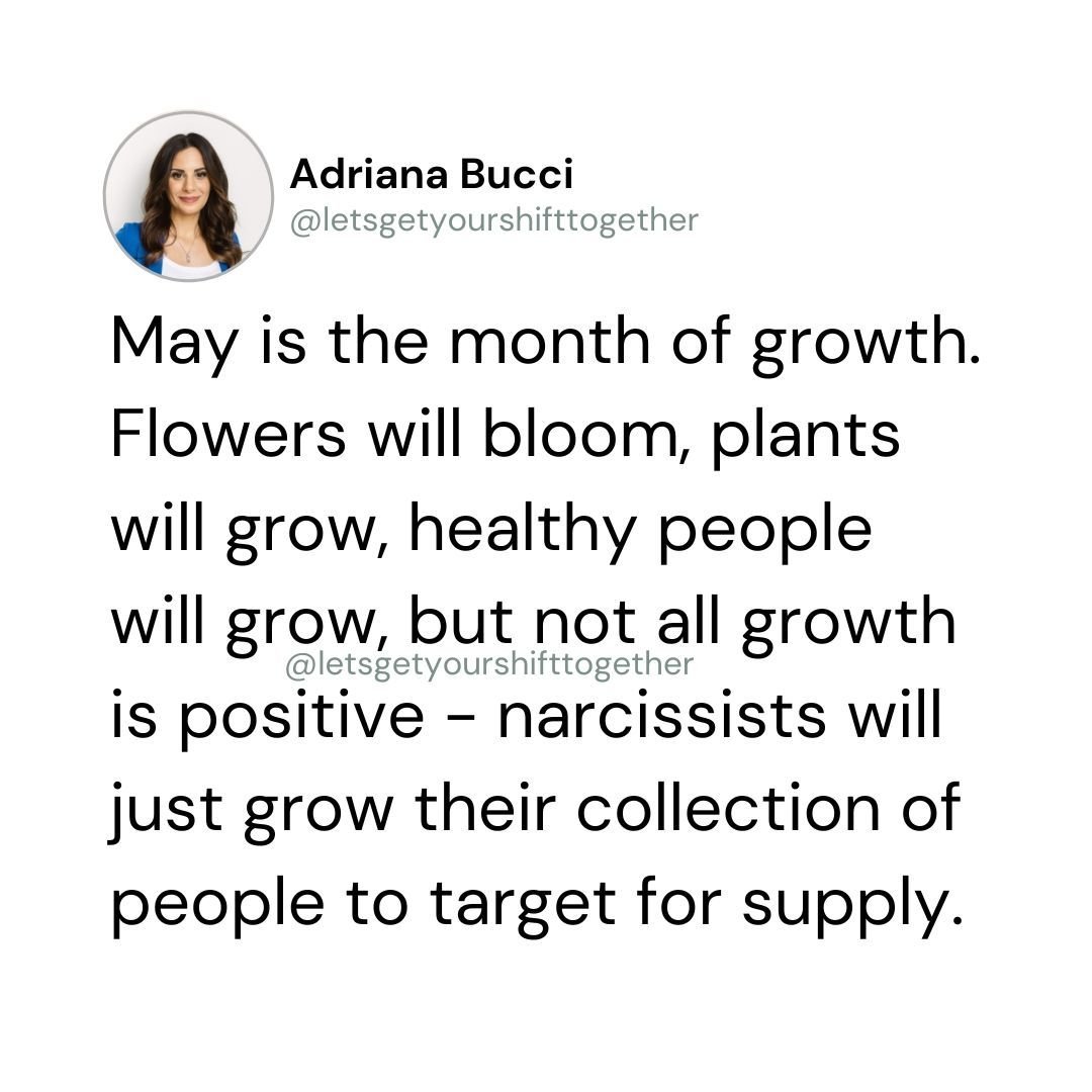 Just your friendly reminder that narcissists don't change or grow in the way you'd expect a healthy, normal person to change or grow.

They only grow their collection of people so they can change their targets as needed for supply.

Supply is your em