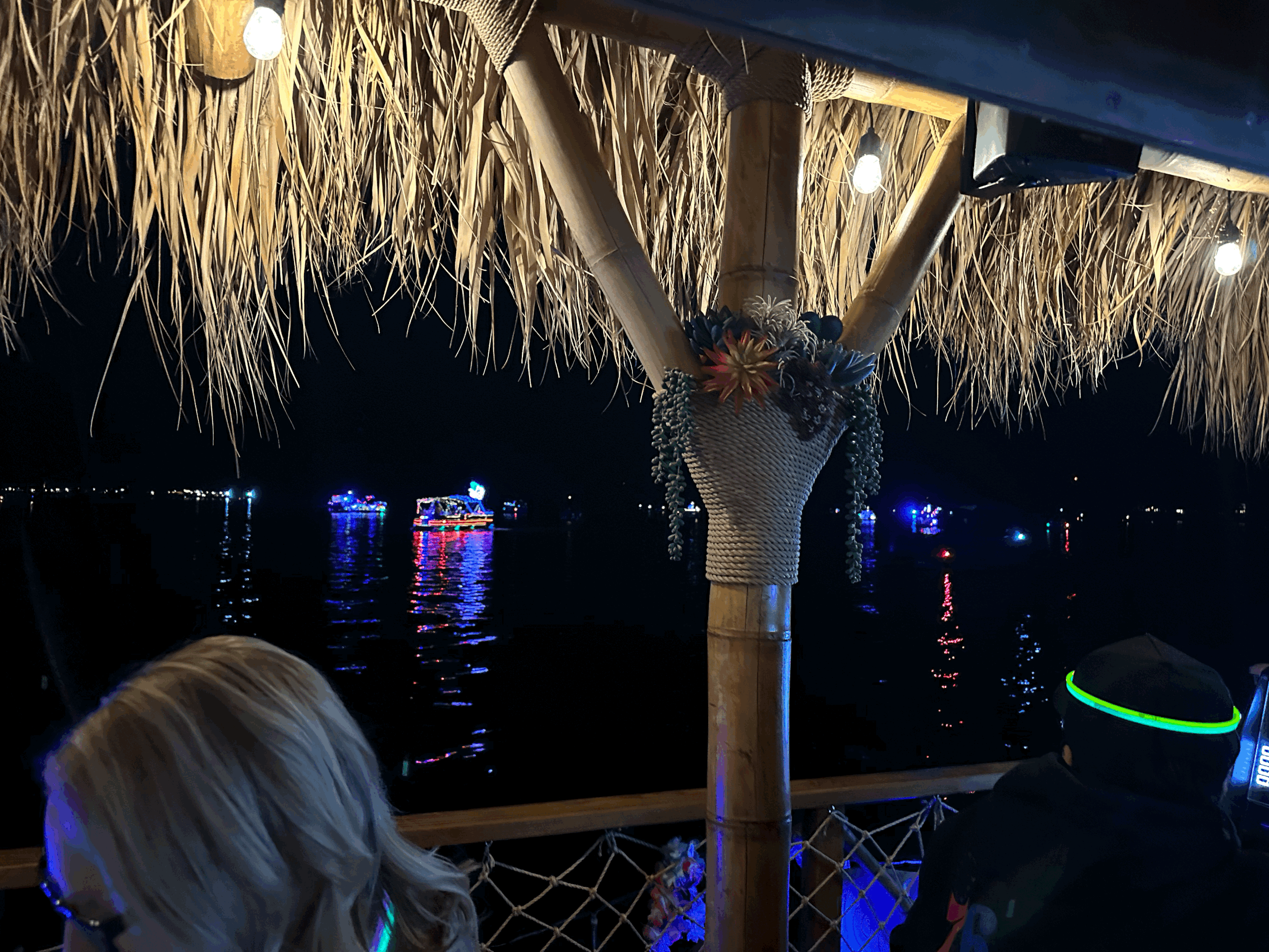 Enjoying the boats all lit up during the Labor Day Parade of Lights on the Big Bear Lake Tours